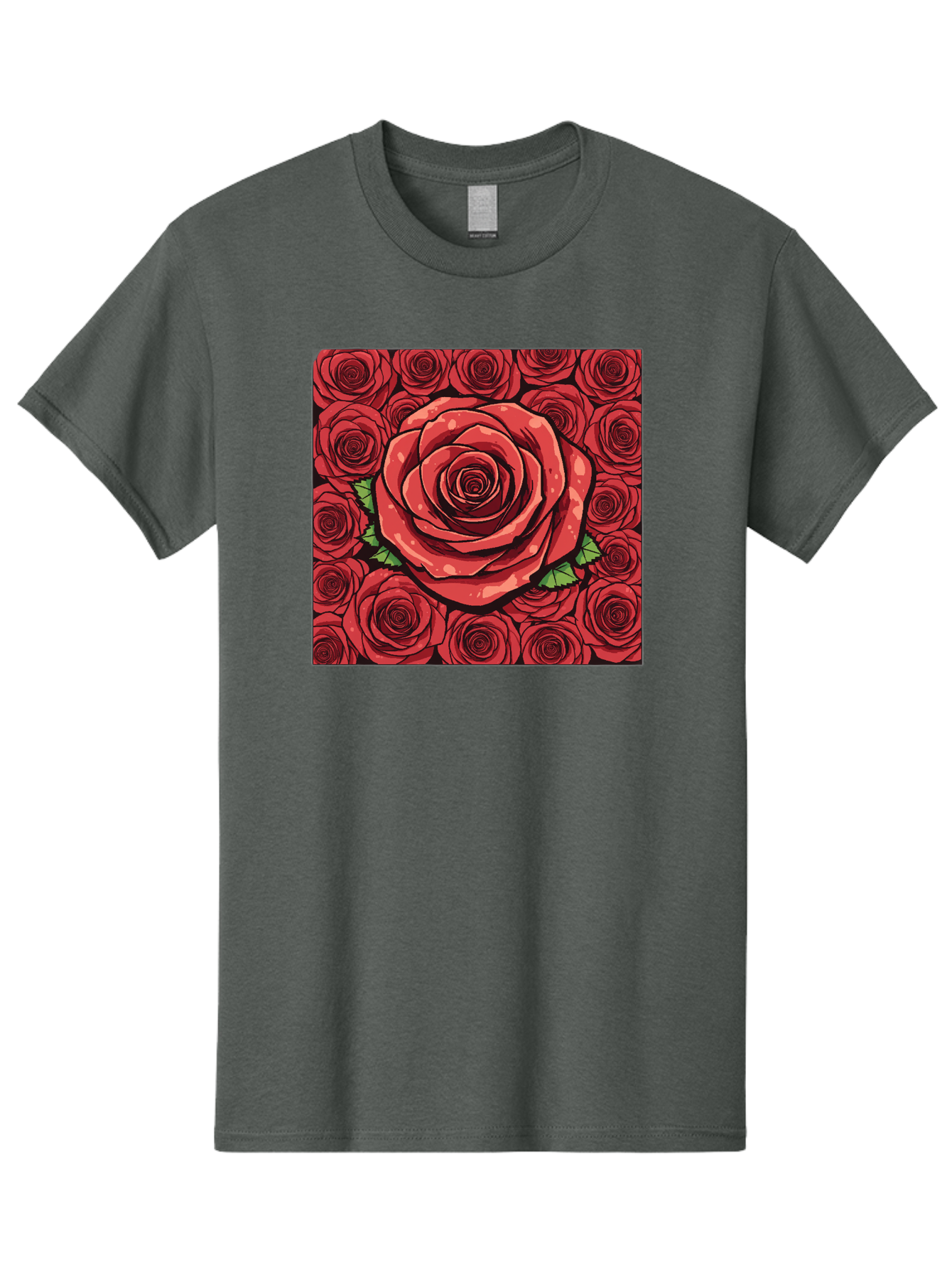 Red-Roses Men'S Graphic Tee, 100% Cotton, Comfortable Casual Summer Wear, Machine Washable, Red Roses, Floral Pattern, Love Symbol, Romance, Beauty, Flowers, Vibrant Petals, Green Leaves, Pop Art Design, Bold Graphics Bac366 12