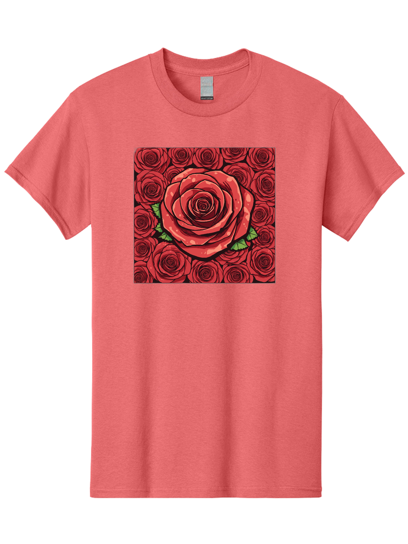 Red-Roses Men'S Graphic Tee, 100% Cotton, Comfortable Casual Summer Wear, Machine Washable, Red Roses, Floral Pattern, Love Symbol, Romance, Beauty, Flowers, Vibrant Petals, Green Leaves, Pop Art Design, Bold Graphics Bac366 13