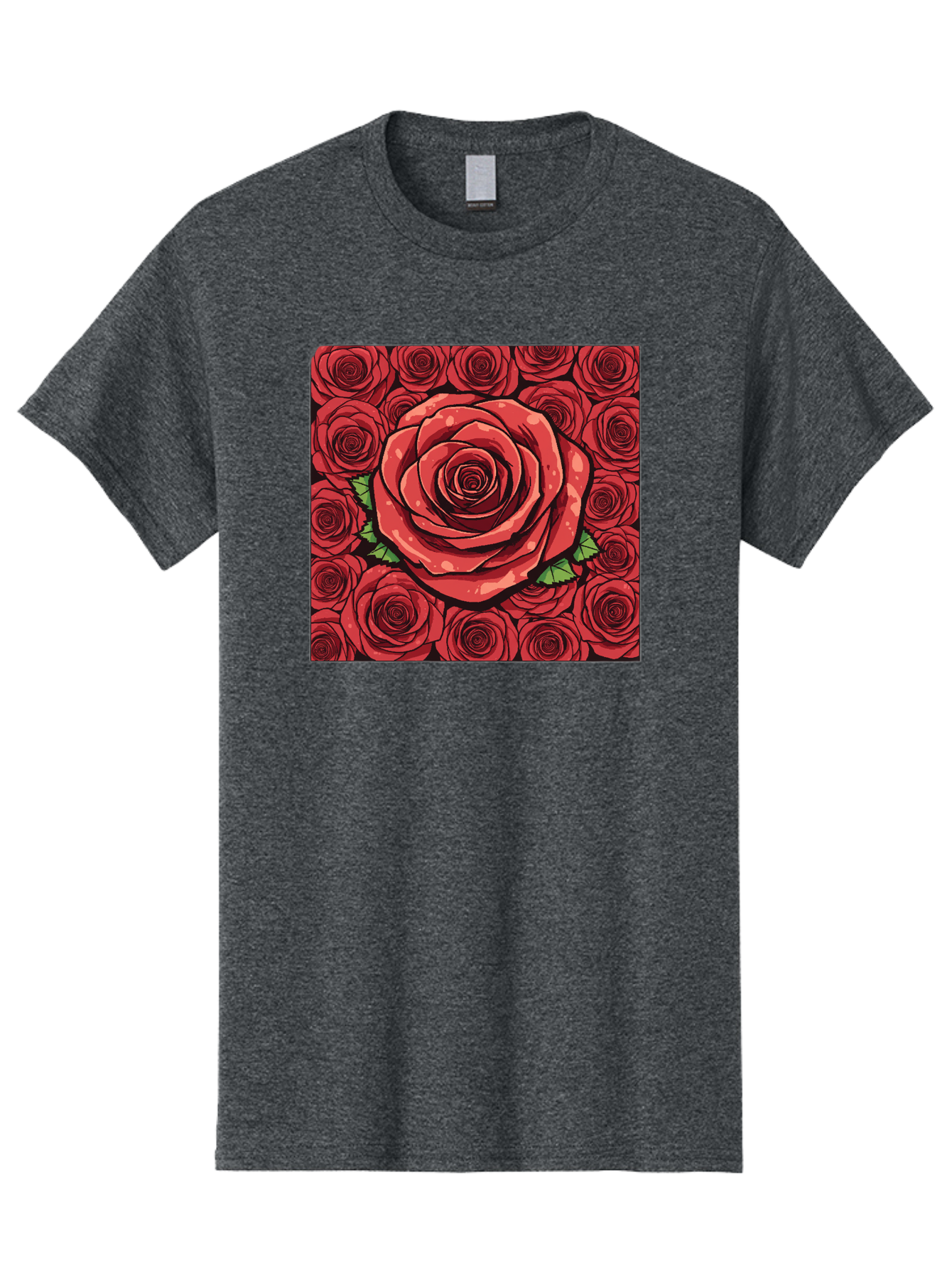 Red-Roses Men'S Graphic Tee, 100% Cotton, Comfortable Casual Summer Wear, Machine Washable, Red Roses, Floral Pattern, Love Symbol, Romance, Beauty, Flowers, Vibrant Petals, Green Leaves, Pop Art Design, Bold Graphics Bac366 7