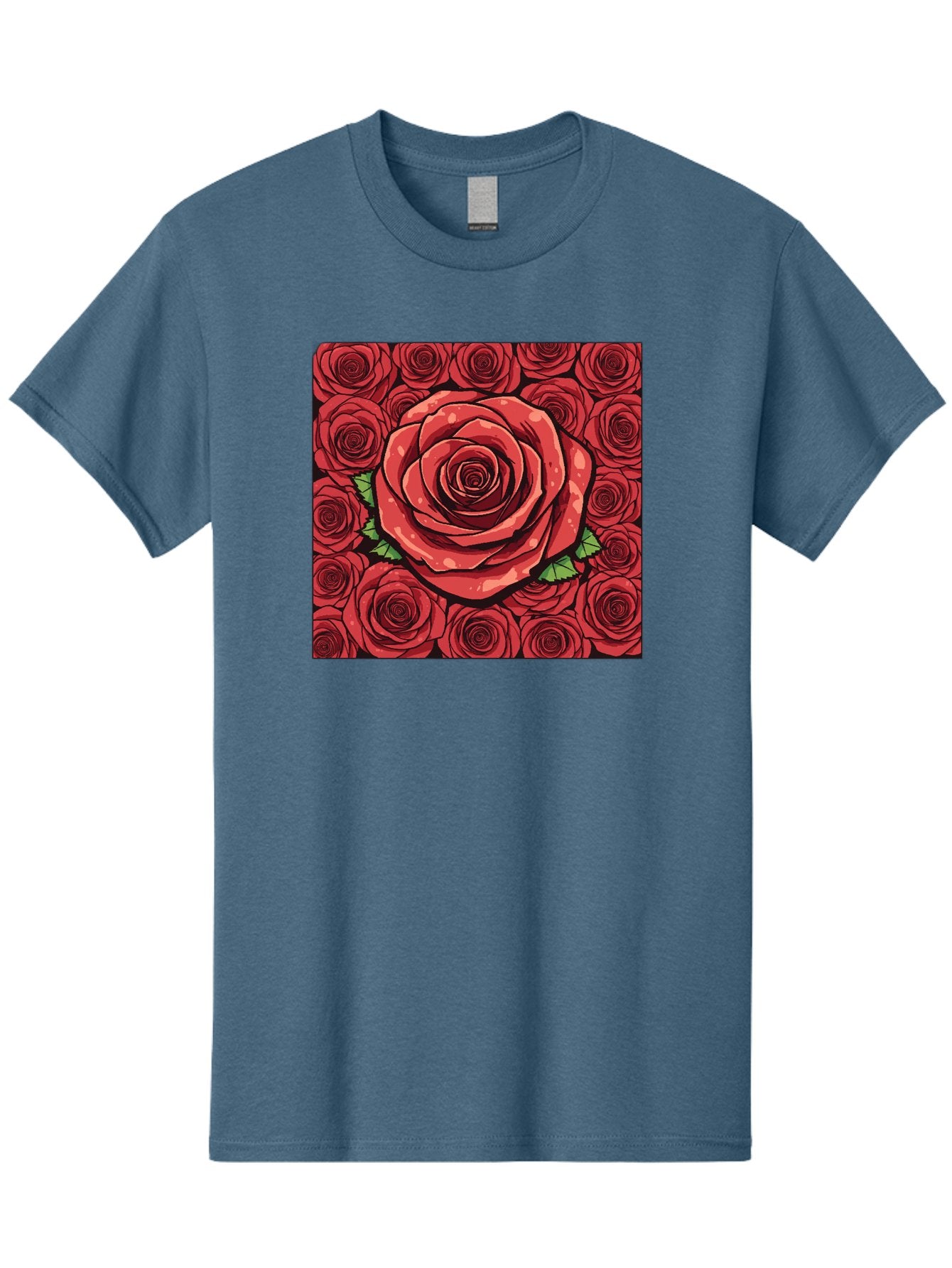 Red-Roses Men'S Graphic Tee, 100% Cotton, Comfortable Casual Summer Wear, Machine Washable, Red Roses, Floral Pattern, Love Symbol, Romance, Beauty, Flowers, Vibrant Petals, Green Leaves, Pop Art Design, Bold Graphics Bac366 10