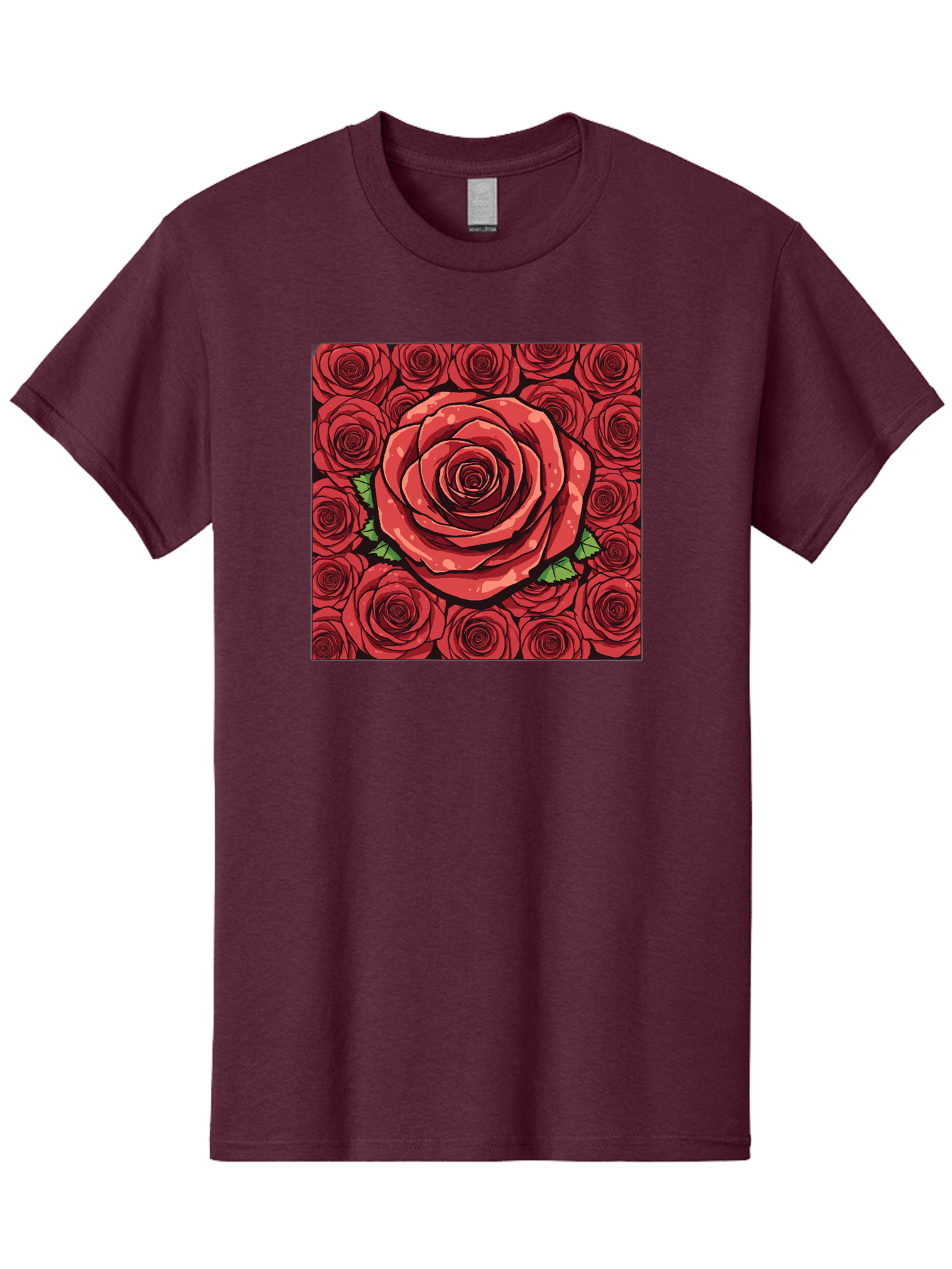Red-Roses Men'S Graphic Tee, 100% Cotton, Comfortable Casual Summer Wear, Machine Washable, Red Roses, Floral Pattern, Love Symbol, Romance, Beauty, Flowers, Vibrant Petals, Green Leaves, Pop Art Design, Bold Graphics Bac366 4