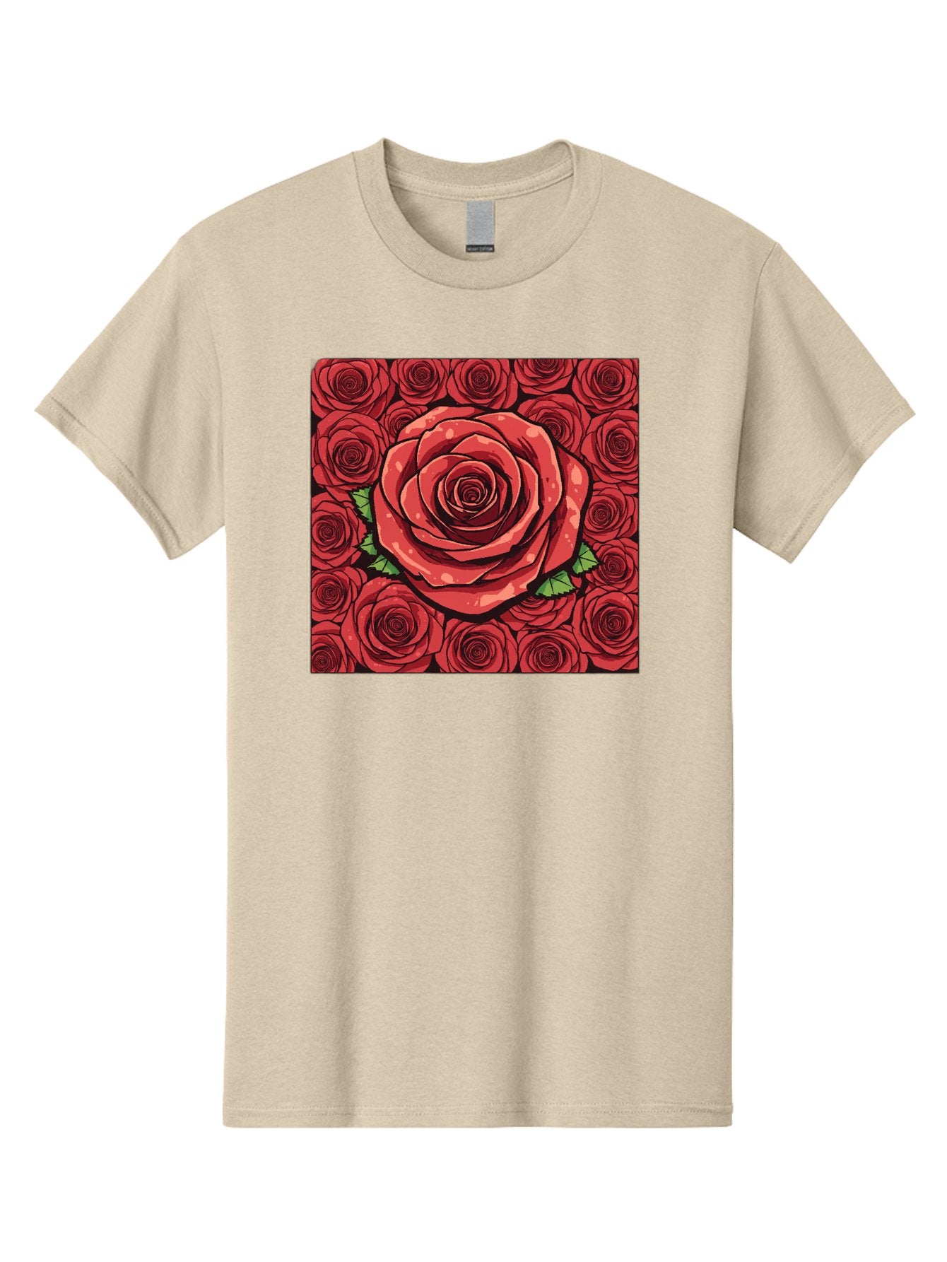 Red-Roses Men'S Graphic Tee, 100% Cotton, Comfortable Casual Summer Wear, Machine Washable, Red Roses, Floral Pattern, Love Symbol, Romance, Beauty, Flowers, Vibrant Petals, Green Leaves, Pop Art Design, Bold Graphics Bac366 13