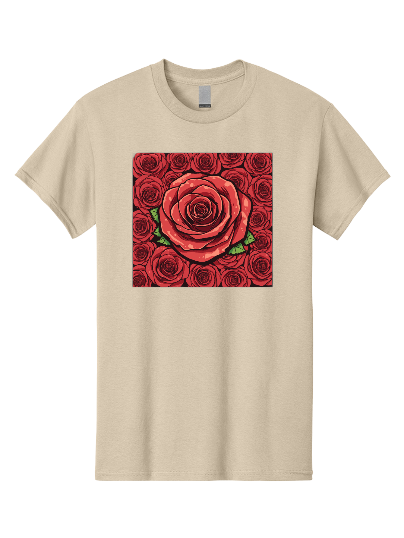 Red-Roses Men'S Graphic Tee, 100% Cotton, Comfortable Casual Summer Wear, Machine Washable, Red Roses, Floral Pattern, Love Symbol, Romance, Beauty, Flowers, Vibrant Petals, Green Leaves, Pop Art Design, Bold Graphics Bac366 15