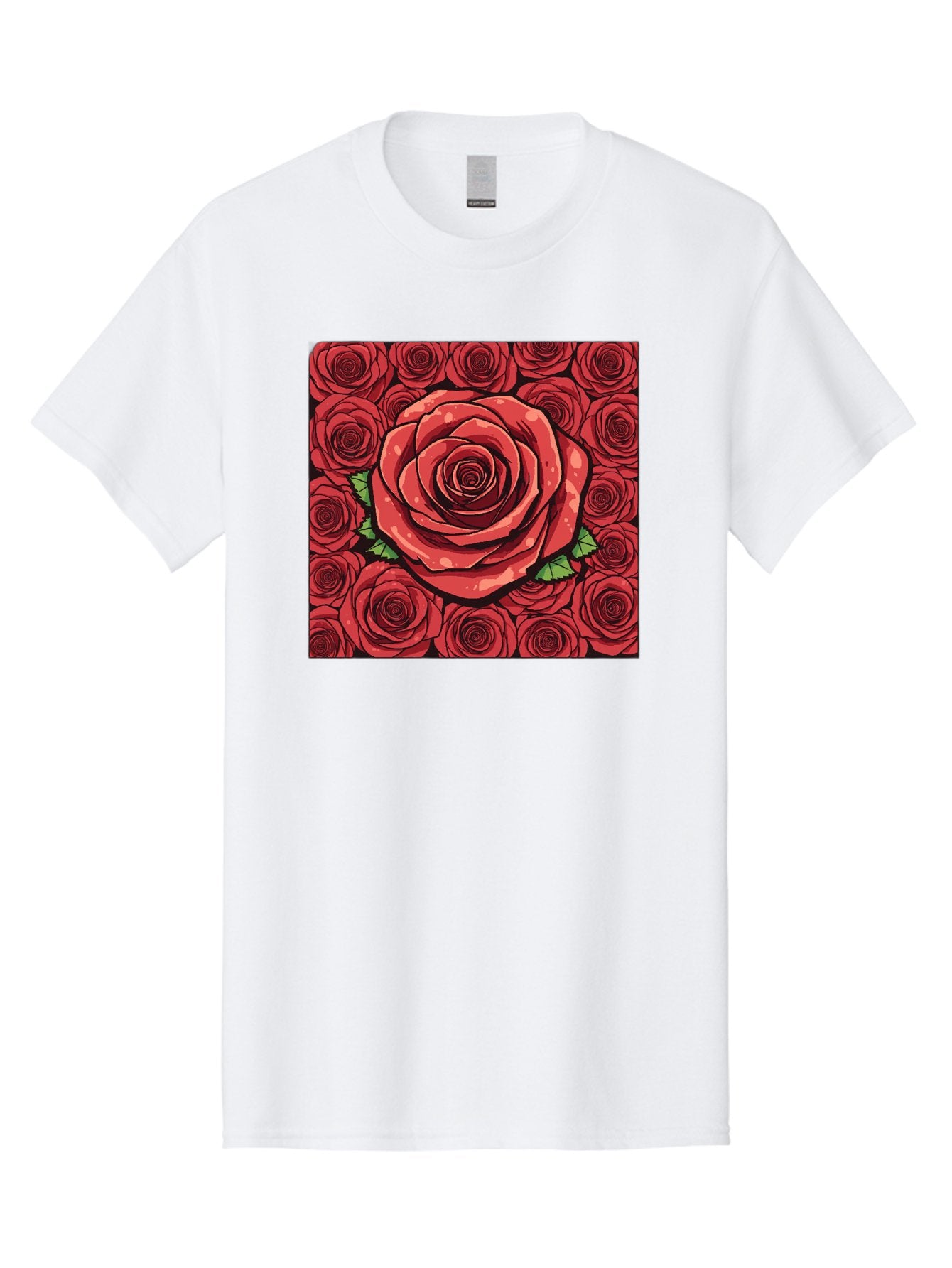 Red-Roses Men'S Graphic Tee, 100% Cotton, Comfortable Casual Summer Wear, Machine Washable, Red Roses, Floral Pattern, Love Symbol, Romance, Beauty, Flowers, Vibrant Petals, Green Leaves, Pop Art Design, Bold Graphics Bac366 14