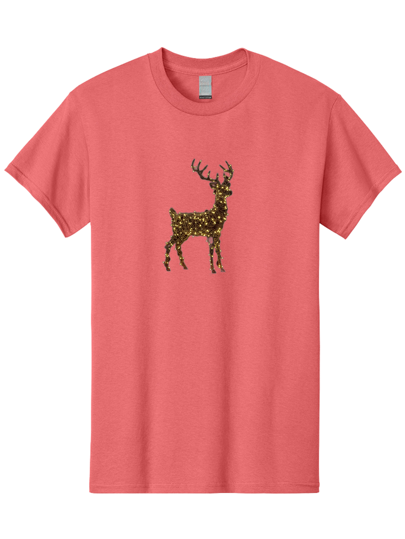 Reindeer Men'S Graphic Tee, 100% Cotton, Comfortable Casual Summer Wear, Machine Washable, Reindeer Decoration, Christmas Lights, Festive Decor, Holiday Display, Illuminated Reindeer, Christmas Reindeer, Winter Wonderland, Seasonal Decoration, Bac370