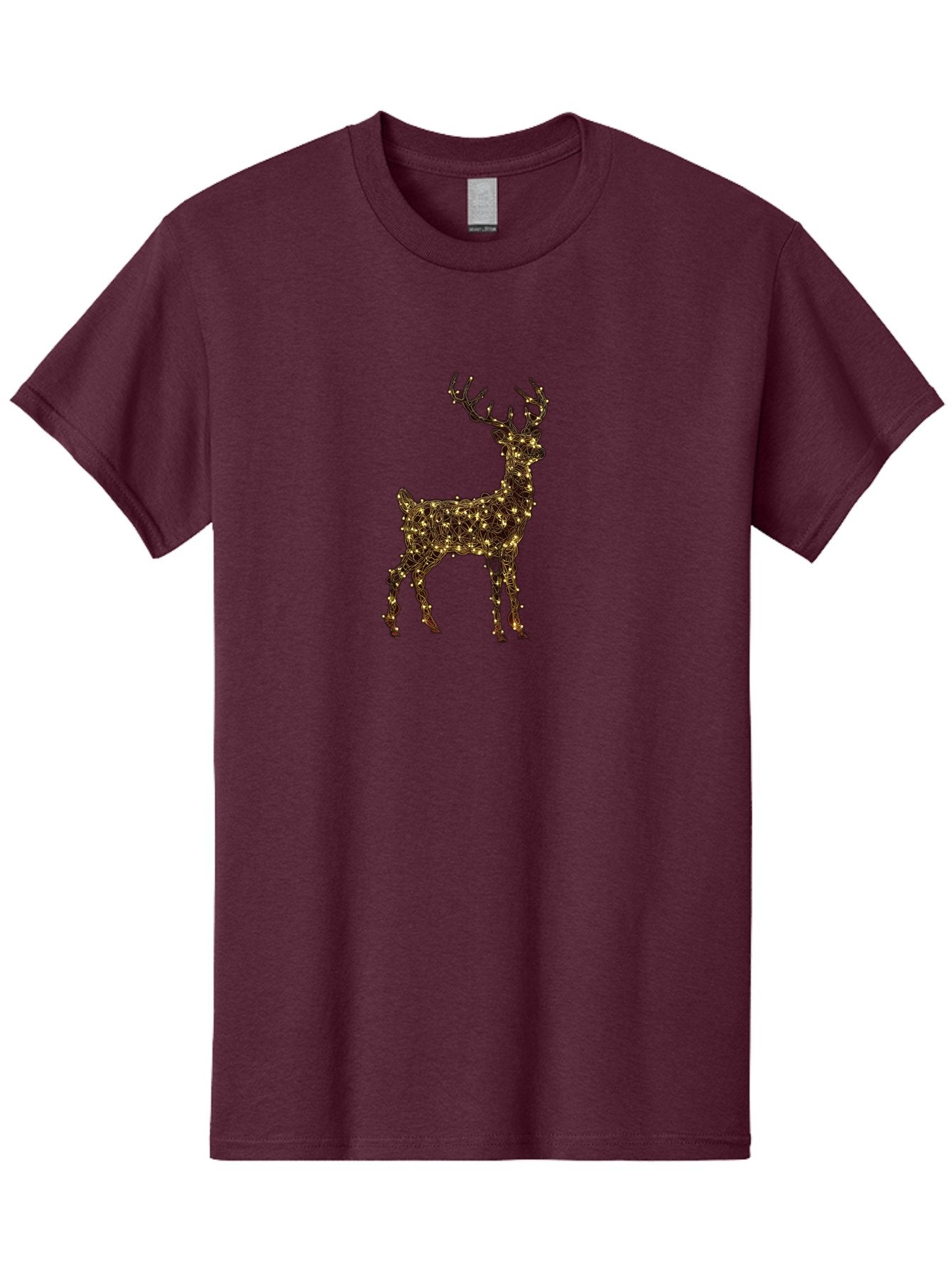 Reindeer Men'S Graphic Tee, 100% Cotton, Comfortable Casual Summer Wear, Machine Washable, Reindeer Decoration, Christmas Lights, Festive Decor, Holiday Display, Illuminated Reindeer, Christmas Reindeer, Winter Wonderland, Seasonal Decoration, Bac370 3