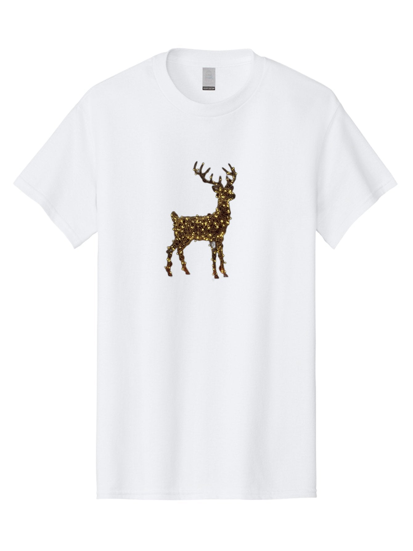 Reindeer Men'S Graphic Tee, 100% Cotton, Comfortable Casual Summer Wear, Machine Washable, Reindeer Decoration, Christmas Lights, Festive Decor, Holiday Display, Illuminated Reindeer, Christmas Reindeer, Winter Wonderland, Seasonal Decoration, Bac370 13