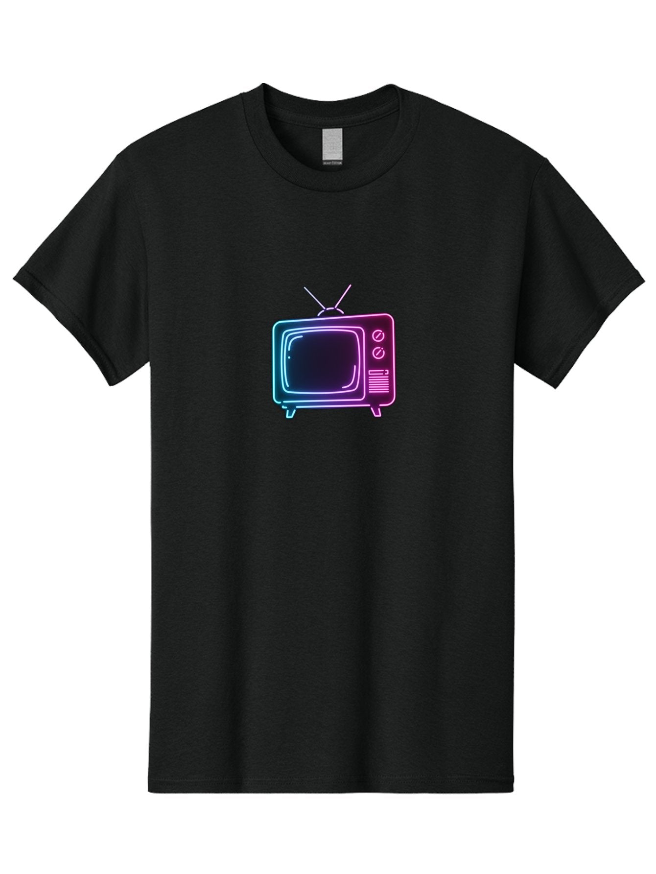 Retro-Television Men'S Graphic Tee, 100% Cotton, Comfortable Casual Summer Wear, Machine Washable, Retro Television, Vintage Tv, Neon Lights, Old-Fashioned Technology, Nostalgic Electronics, Retrofuturistic Design, Glowing Accents, Bac371 6
