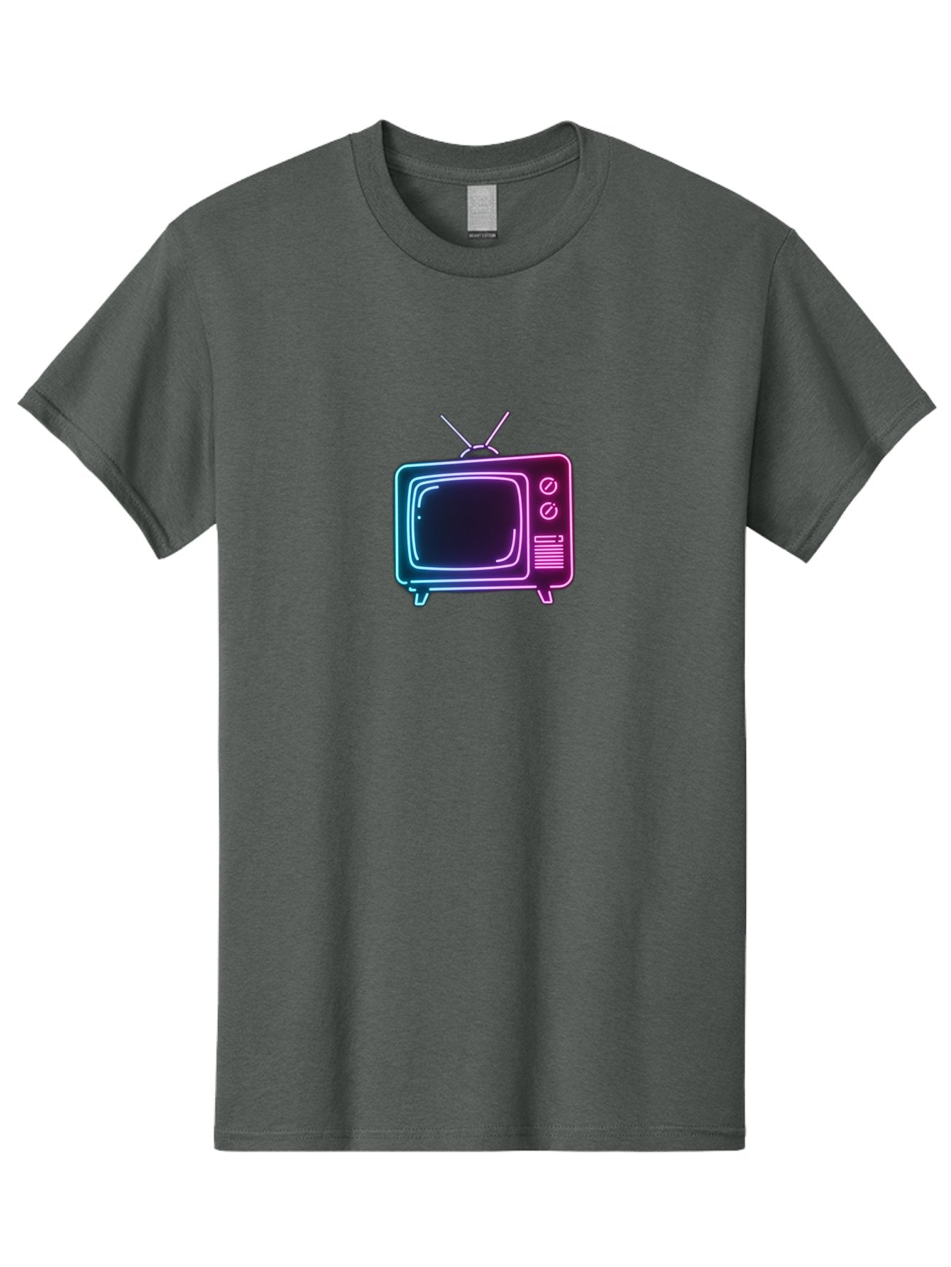 Retro-Television Men'S Graphic Tee, 100% Cotton, Comfortable Casual Summer Wear, Machine Washable, Retro Television, Vintage Tv, Neon Lights, Old-Fashioned Technology, Nostalgic Electronics, Retrofuturistic Design, Glowing Accents, Bac371 13