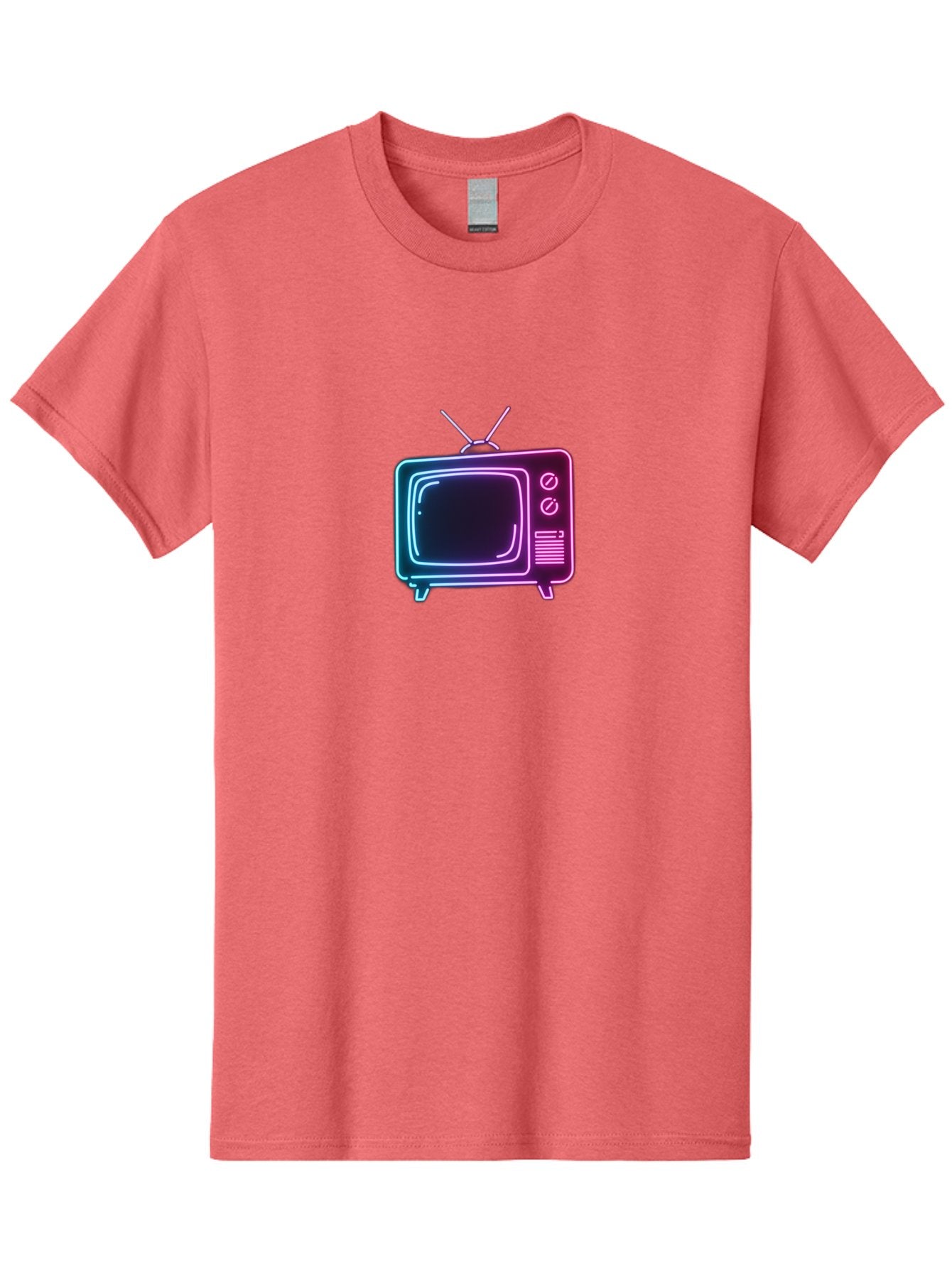 Retro-Television Men'S Graphic Tee, 100% Cotton, Comfortable Casual Summer Wear, Machine Washable, Retro Television, Vintage Tv, Neon Lights, Old-Fashioned Technology, Nostalgic Electronics, Retrofuturistic Design, Glowing Accents, Bac371 7