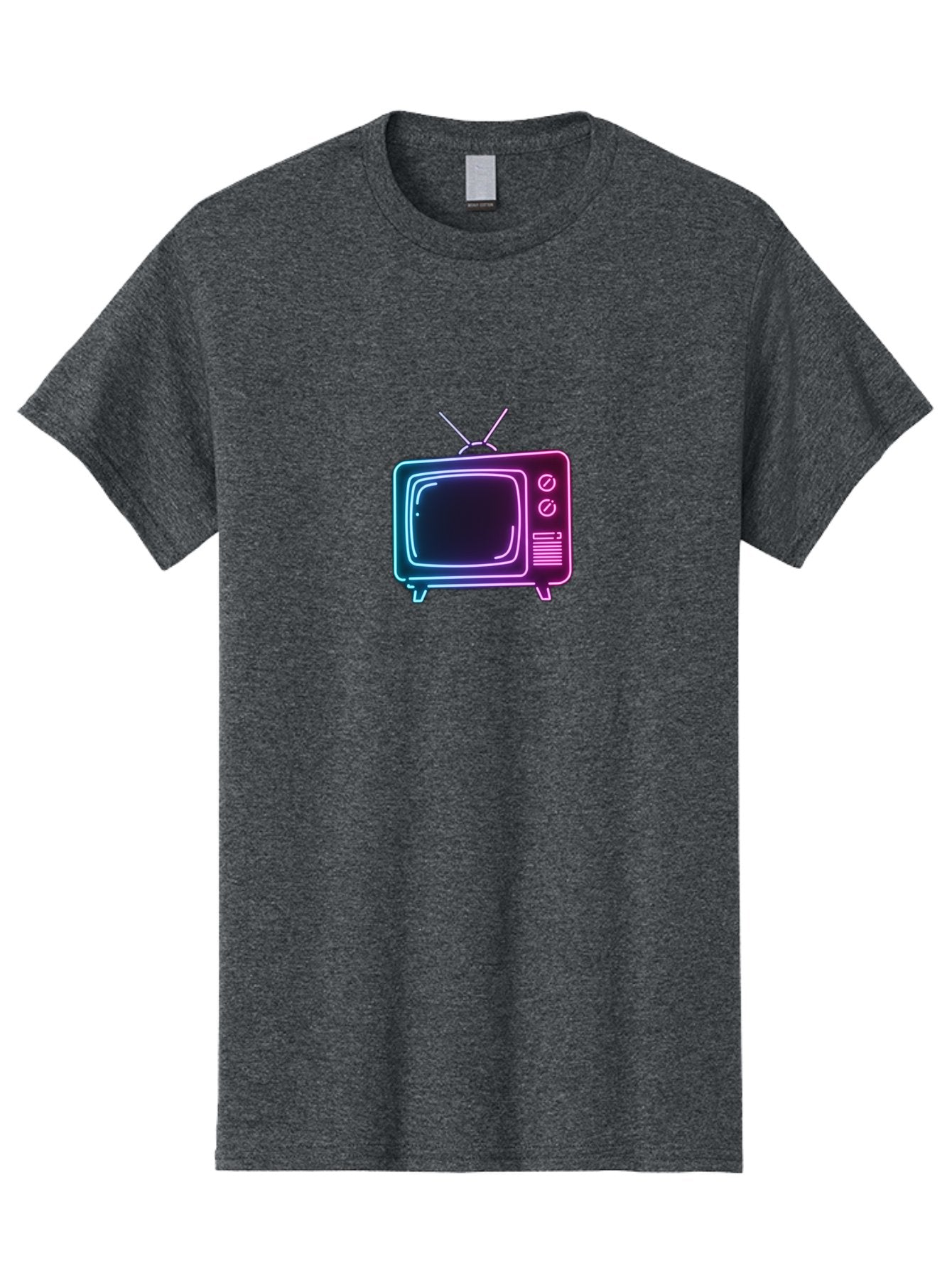 Retro-Television Men'S Graphic Tee, 100% Cotton, Comfortable Casual Summer Wear, Machine Washable, Retro Television, Vintage Tv, Neon Lights, Old-Fashioned Technology, Nostalgic Electronics, Retrofuturistic Design, Glowing Accents, Bac371