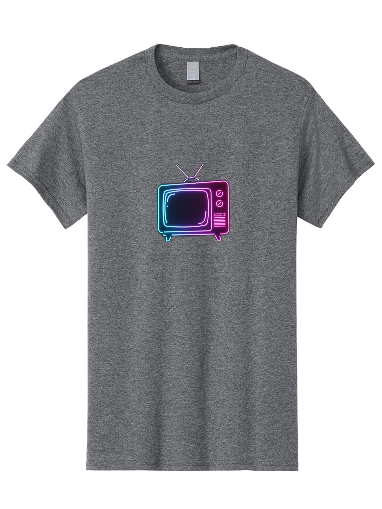Retro-Television Men'S Graphic Tee, 100% Cotton, Comfortable Casual Summer Wear, Machine Washable, Retro Television, Vintage Tv, Neon Lights, Old-Fashioned Technology, Nostalgic Electronics, Retrofuturistic Design, Glowing Accents, Bac371 5