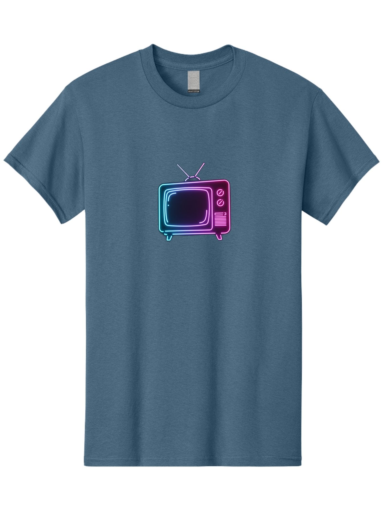 Retro-Television Men'S Graphic Tee, 100% Cotton, Comfortable Casual Summer Wear, Machine Washable, Retro Television, Vintage Tv, Neon Lights, Old-Fashioned Technology, Nostalgic Electronics, Retrofuturistic Design, Glowing Accents, Bac371 3