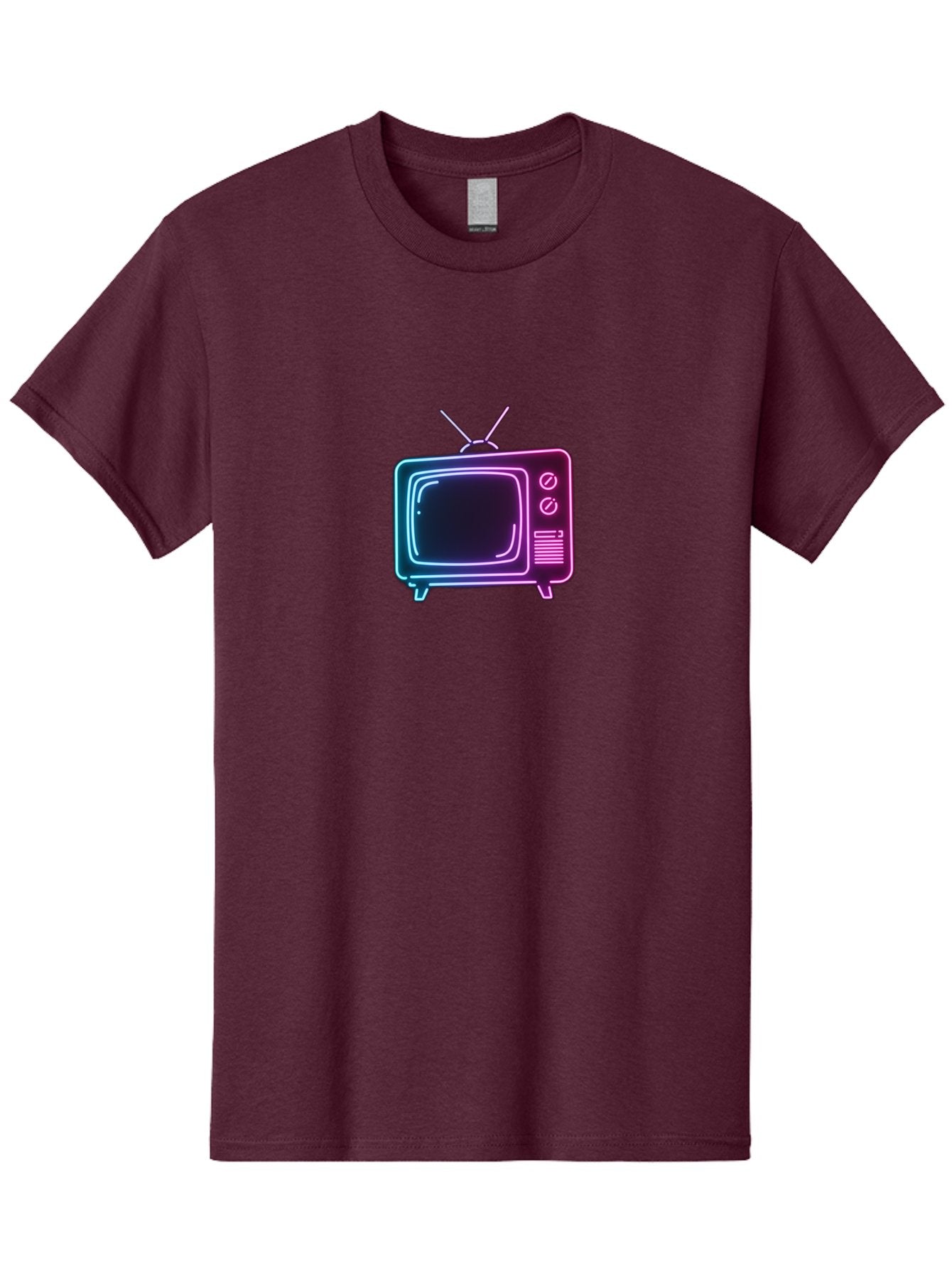 Retro-Television Men'S Graphic Tee, 100% Cotton, Comfortable Casual Summer Wear, Machine Washable, Retro Television, Vintage Tv, Neon Lights, Old-Fashioned Technology, Nostalgic Electronics, Retrofuturistic Design, Glowing Accents, Bac371 11
