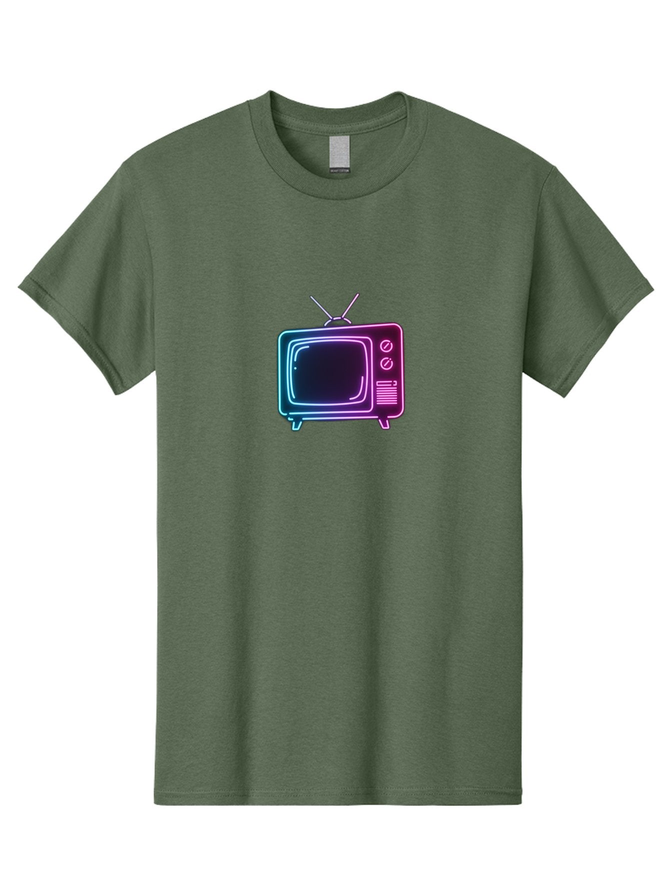 Retro-Television Men'S Graphic Tee, 100% Cotton, Comfortable Casual Summer Wear, Machine Washable, Retro Television, Vintage Tv, Neon Lights, Old-Fashioned Technology, Nostalgic Electronics, Retrofuturistic Design, Glowing Accents, Bac371 12