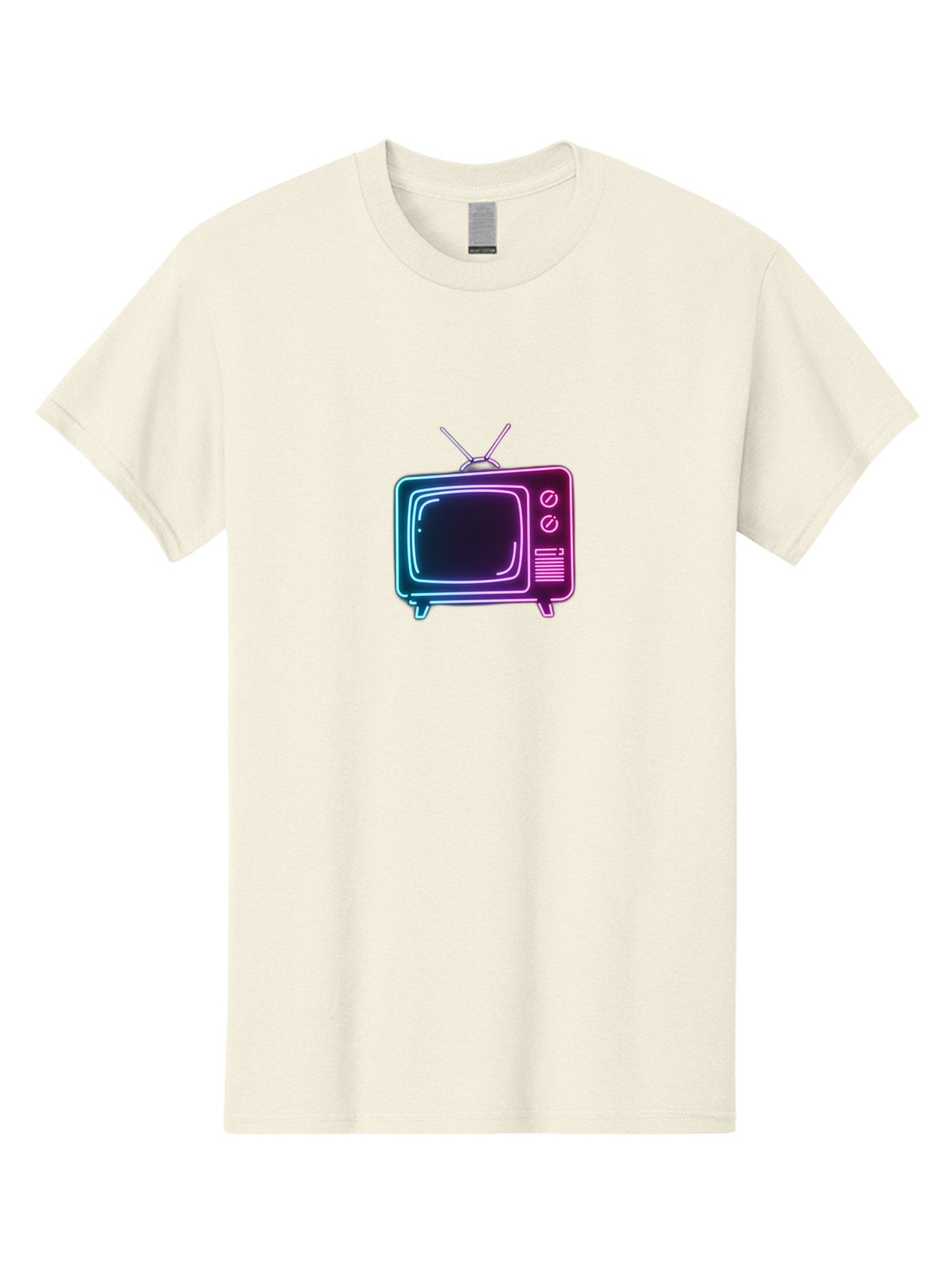Retro-Television Men'S Graphic Tee, 100% Cotton, Comfortable Casual Summer Wear, Machine Washable, Retro Television, Vintage Tv, Neon Lights, Old-Fashioned Technology, Nostalgic Electronics, Retrofuturistic Design, Glowing Accents, Bac371