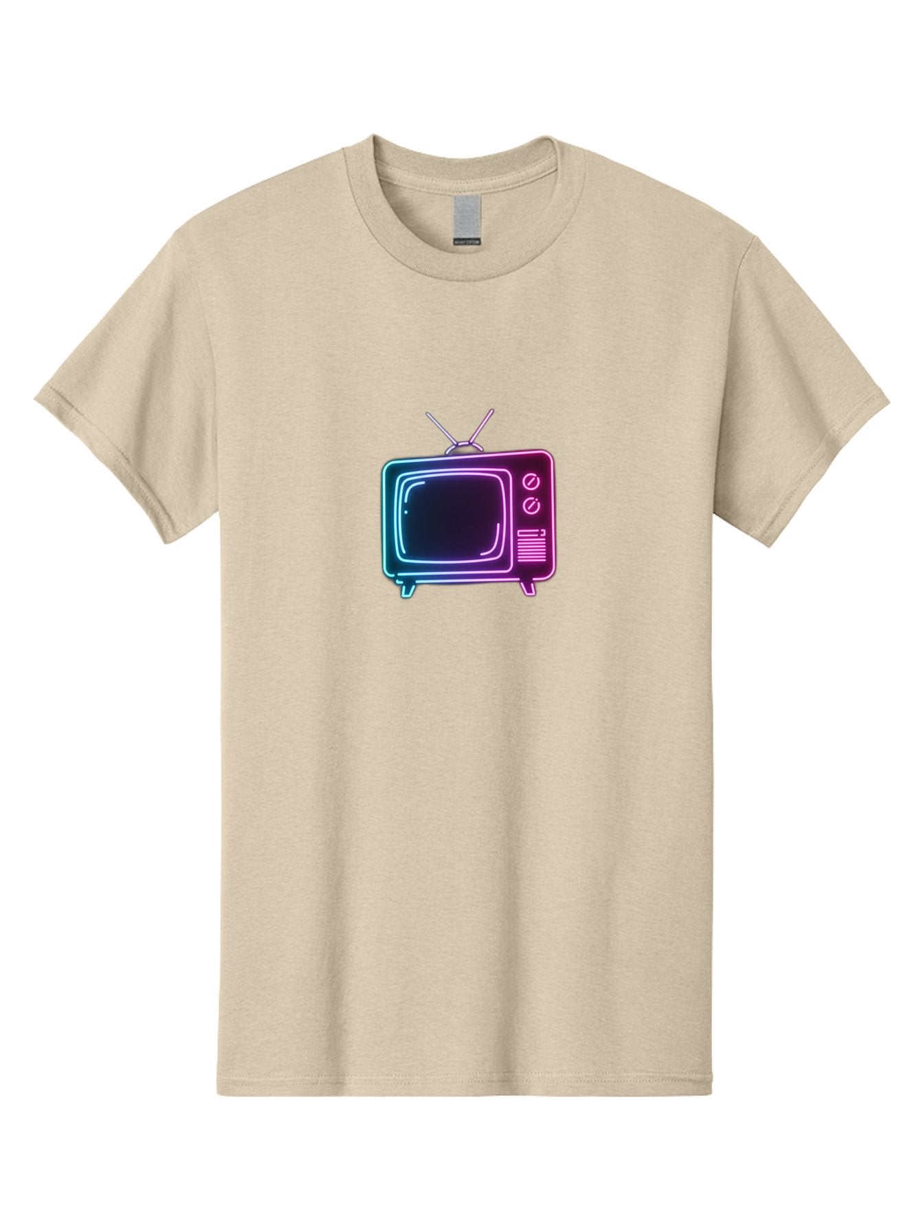 Retro-Television Men'S Graphic Tee, 100% Cotton, Comfortable Casual Summer Wear, Machine Washable, Retro Television, Vintage Tv, Neon Lights, Old-Fashioned Technology, Nostalgic Electronics, Retrofuturistic Design, Glowing Accents, Bac371 15