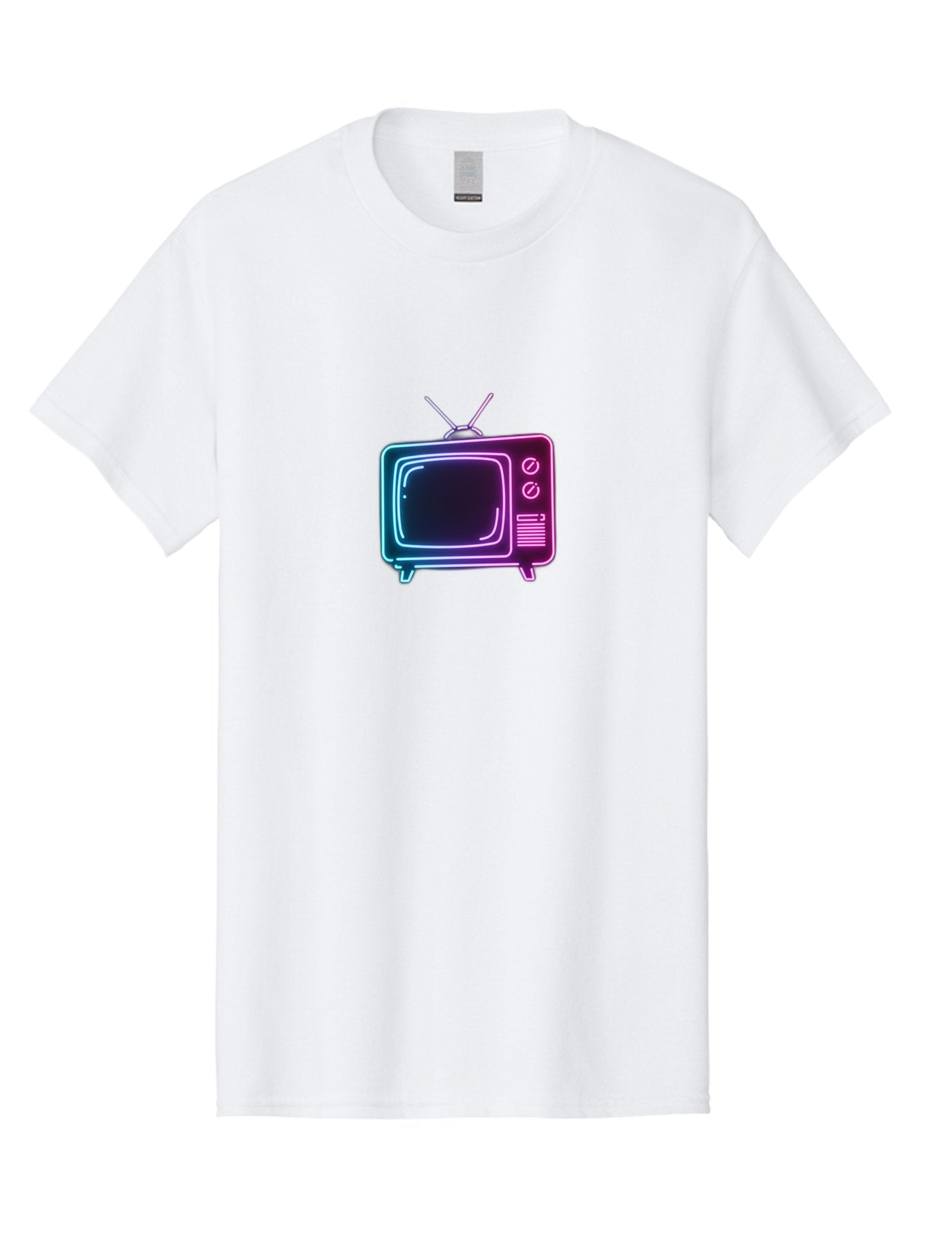 Retro-Television Men'S Graphic Tee, 100% Cotton, Comfortable Casual Summer Wear, Machine Washable, Retro Television, Vintage Tv, Neon Lights, Old-Fashioned Technology, Nostalgic Electronics, Retrofuturistic Design, Glowing Accents, Bac371 14