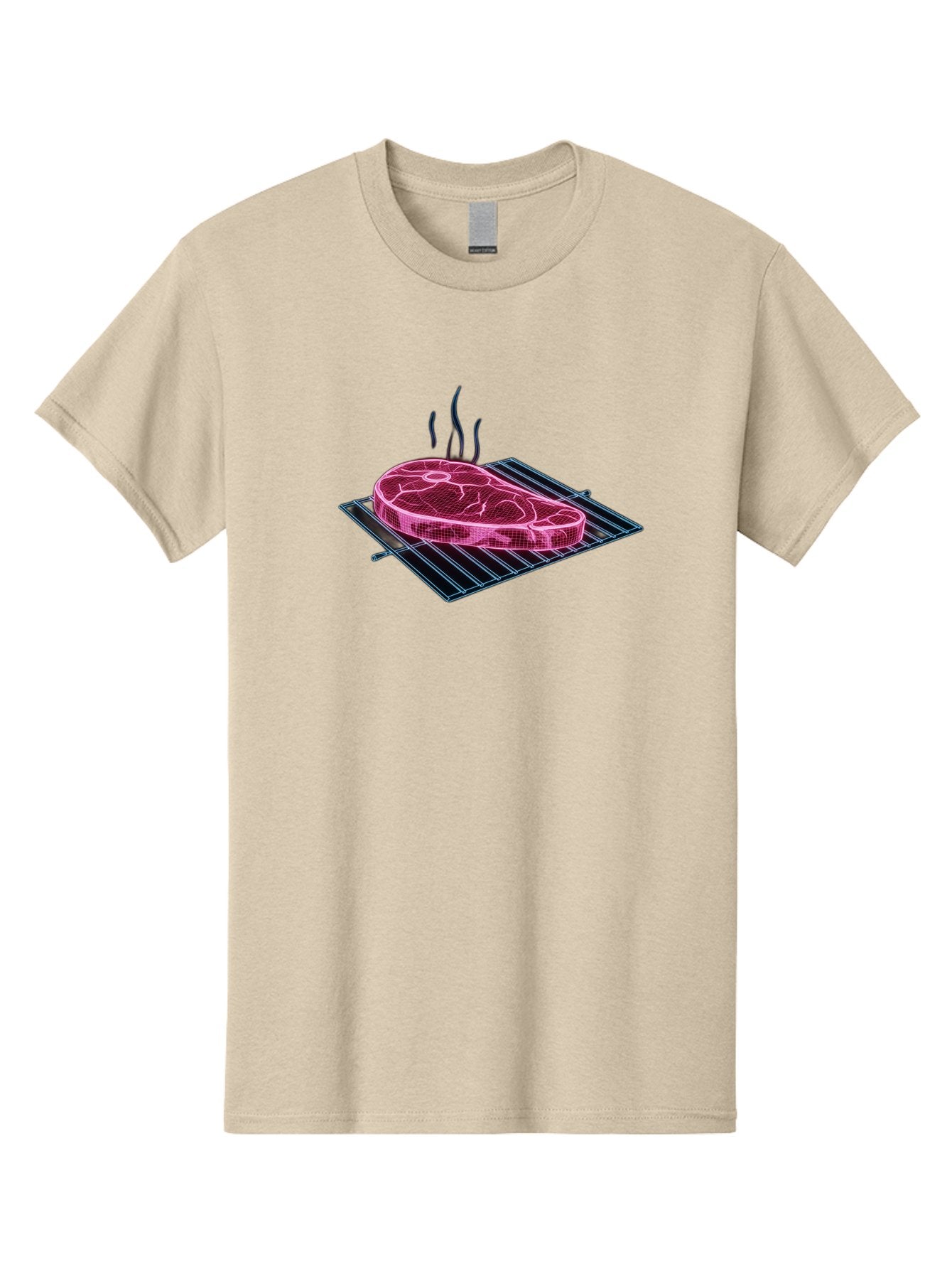 Ribeye-Steak Men'S Graphic Tee, 100% Cotton, Comfortable Casual Summer Wear, Machine Washable, Steak On Grill, Grilled Ribeye, Barbecue, Steak Dinner, Savory Meat, Culinary Art, Food Illustration, Grid Pattern Bac372 14