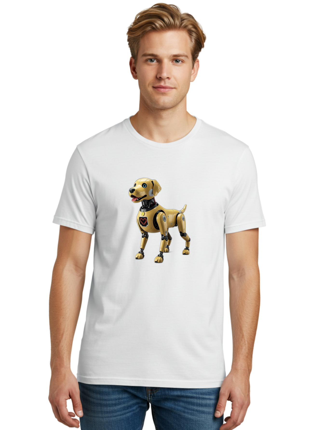 Robot-Dog Men'S Graphic Tee, 100% Cotton, Comfortable Casual Summer Wear, Machine Washable, Robotic Dog, Futuristic Pet, Artificial Intelligence, Cybernetic Canine, Tech-Savvy Companion, Mechanical Limbs, Robotic Joints, High-Tech Gadget, Bac373 25