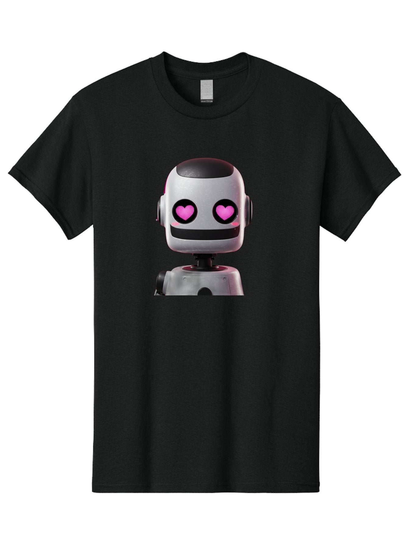 Robot-With-Heart-Eyes Men'S Graphic Tee, 100% Cotton, Comfortable Casual Summer Wear, Machine Washable, Robot With Heart Eyes, Cute Robot, Artificial Intelligence, Machine Learning, Friendly Robot, Silver Robot, Pink Heart Eyes, Robotic Face, Bac377 12