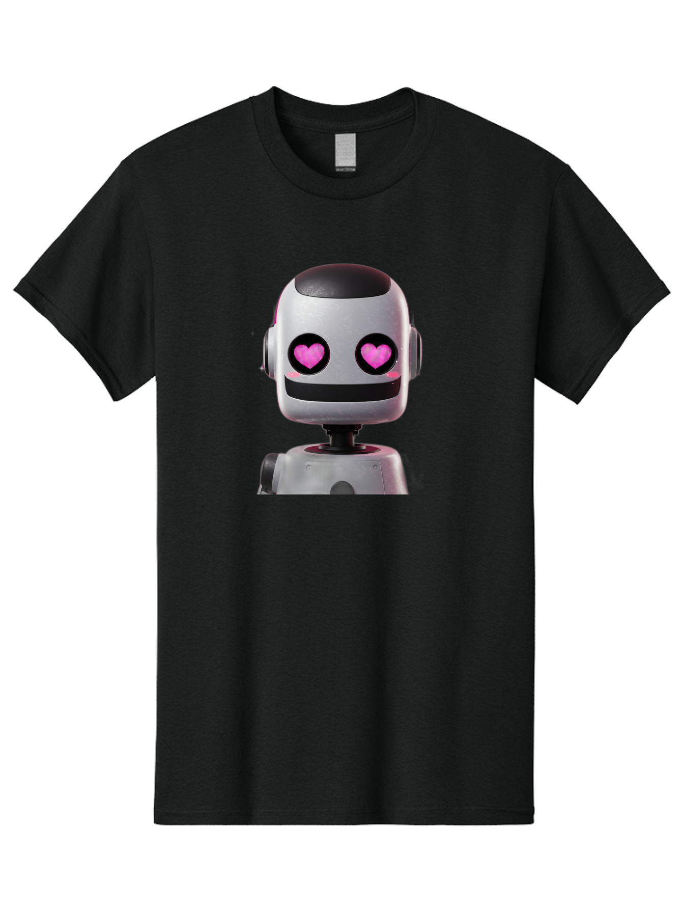 Robot-With-Heart-Eyes Men'S Graphic Tee, 100% Cotton, Comfortable Casual Summer Wear, Machine Washable, Robot With Heart Eyes, Cute Robot, Artificial Intelligence, Machine Learning, Friendly Robot, Silver Robot, Pink Heart Eyes, Robotic Face, Bac377 3