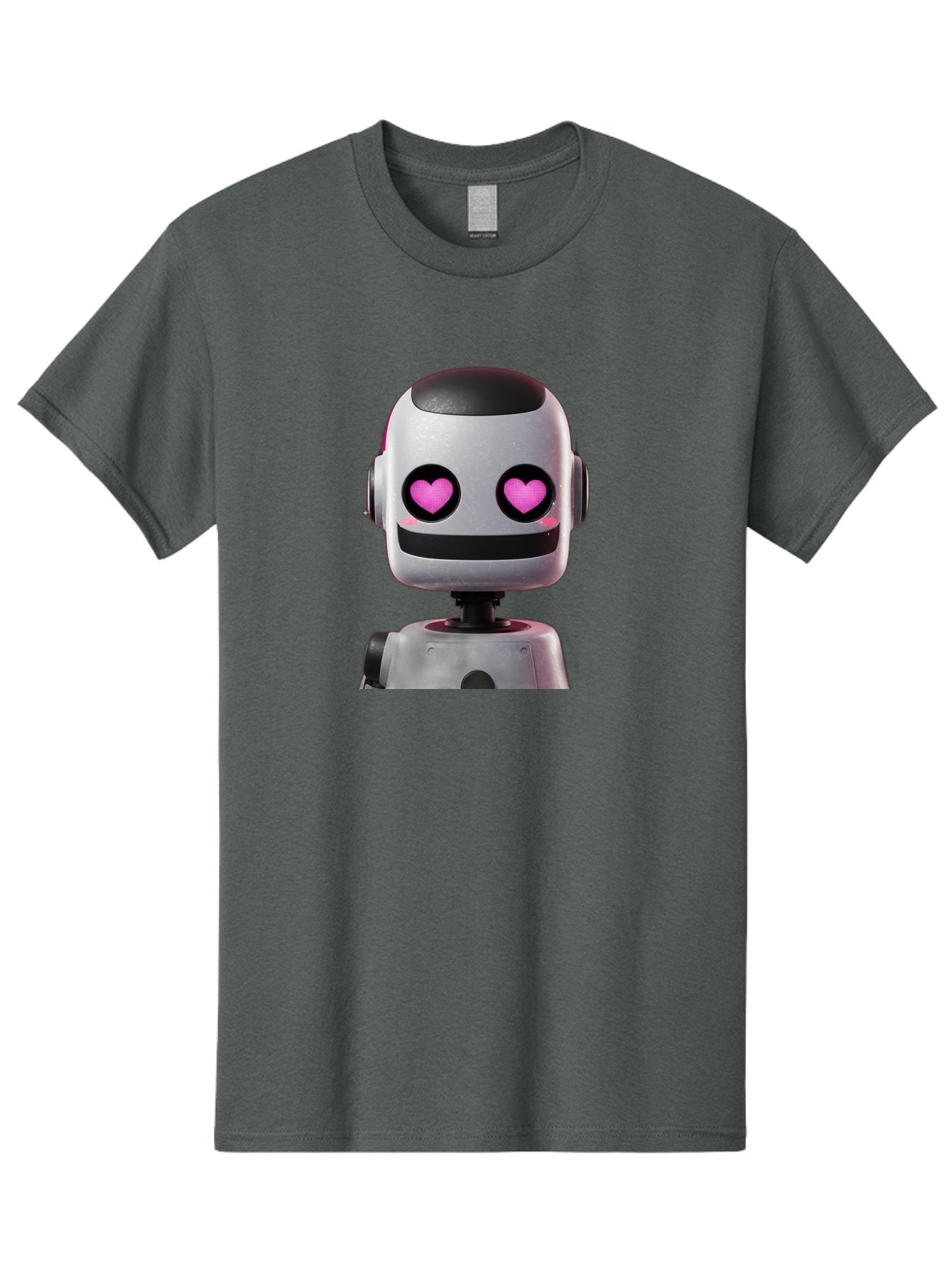 Robot-With-Heart-Eyes Men'S Graphic Tee, 100% Cotton, Comfortable Casual Summer Wear, Machine Washable, Robot With Heart Eyes, Cute Robot, Artificial Intelligence, Machine Learning, Friendly Robot, Silver Robot, Pink Heart Eyes, Robotic Face, Bac377 6