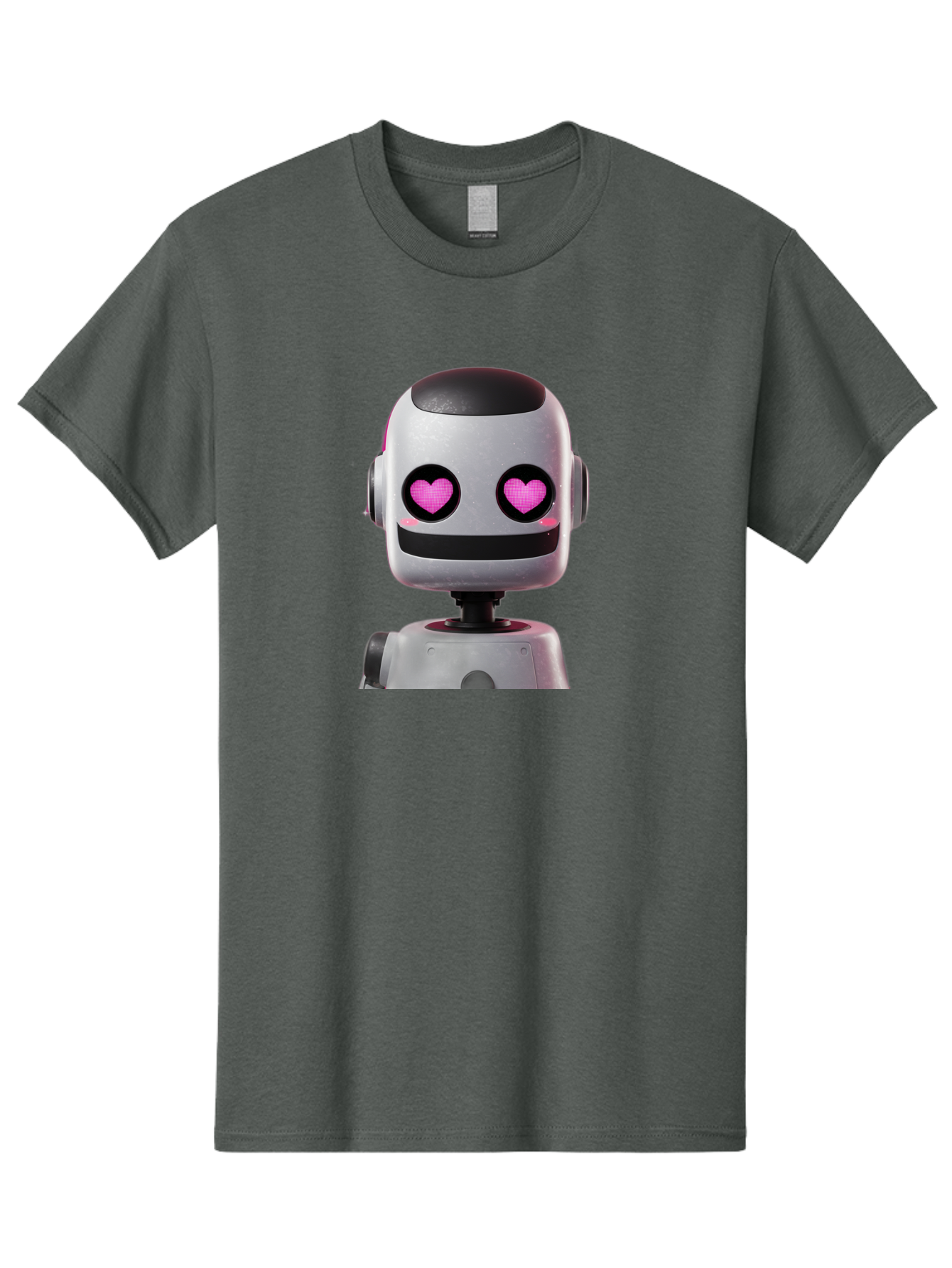 Robot-With-Heart-Eyes Men'S Graphic Tee, 100% Cotton, Comfortable Casual Summer Wear, Machine Washable, Robot With Heart Eyes, Cute Robot, Artificial Intelligence, Machine Learning, Friendly Robot, Silver Robot, Pink Heart Eyes, Robotic Face, Bac377 7