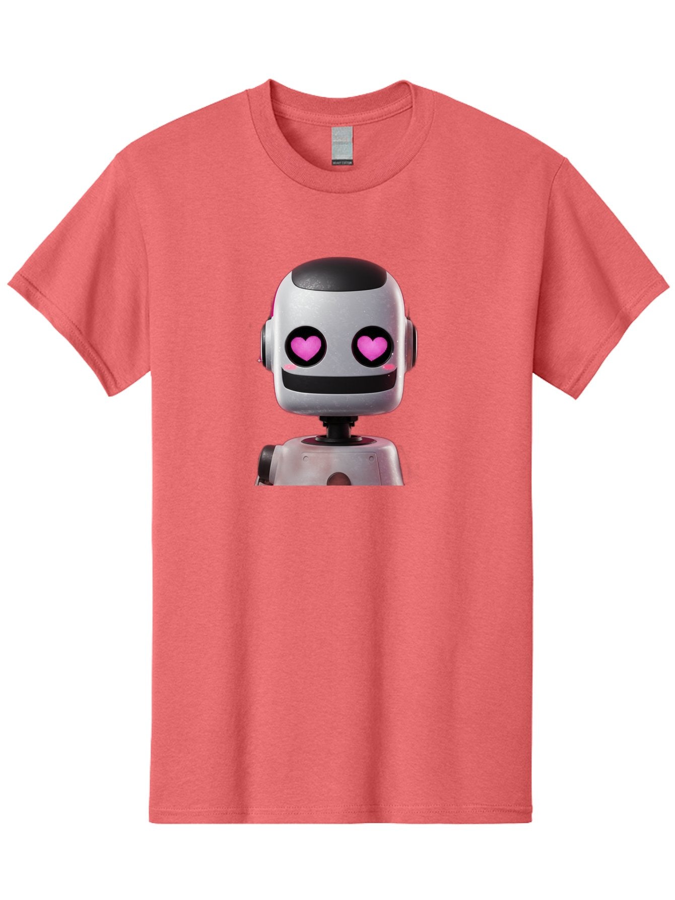 Robot-With-Heart-Eyes Men'S Graphic Tee, 100% Cotton, Comfortable Casual Summer Wear, Machine Washable, Robot With Heart Eyes, Cute Robot, Artificial Intelligence, Machine Learning, Friendly Robot, Silver Robot, Pink Heart Eyes, Robotic Face, Bac377 11