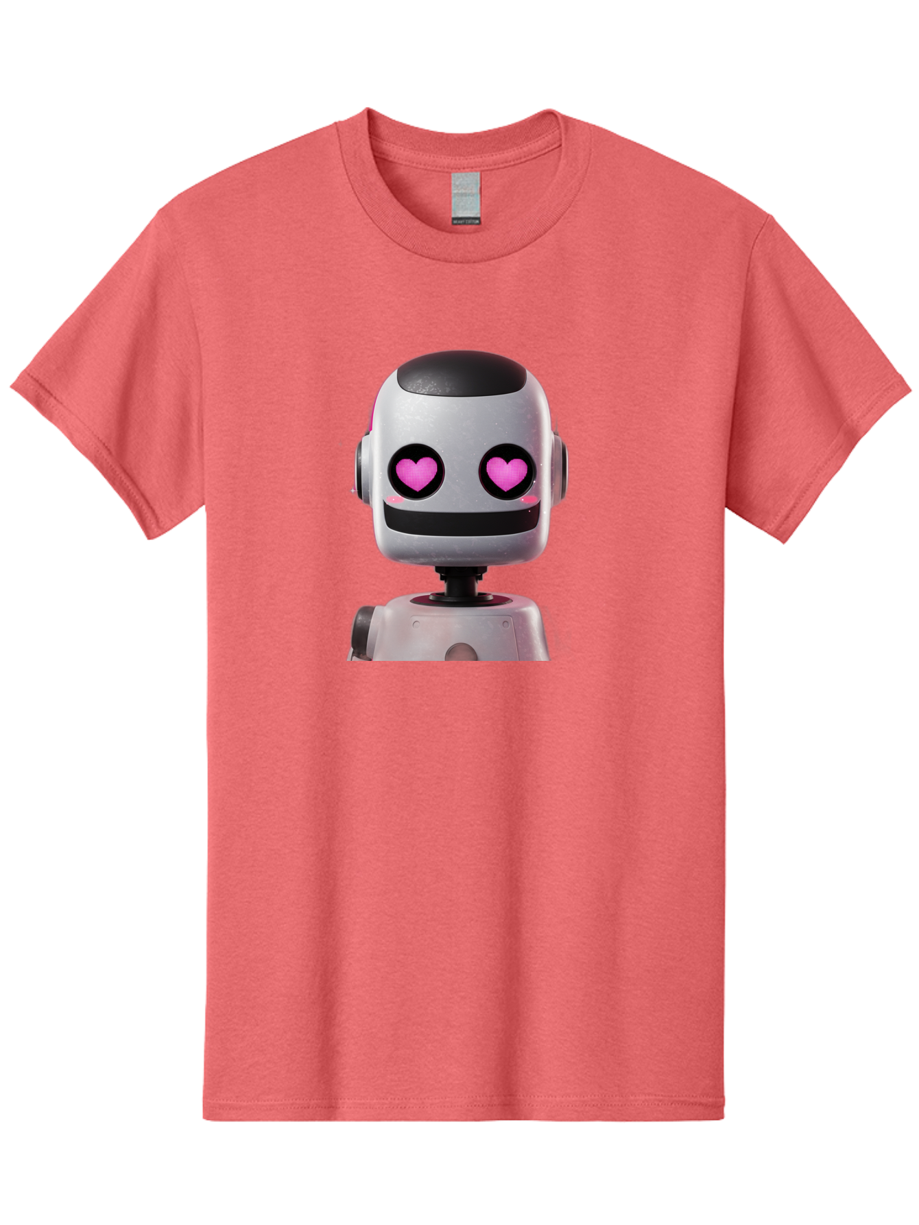 Robot-With-Heart-Eyes Men'S Graphic Tee, 100% Cotton, Comfortable Casual Summer Wear, Machine Washable, Robot With Heart Eyes, Cute Robot, Artificial Intelligence, Machine Learning, Friendly Robot, Silver Robot, Pink Heart Eyes, Robotic Face, Bac377 4