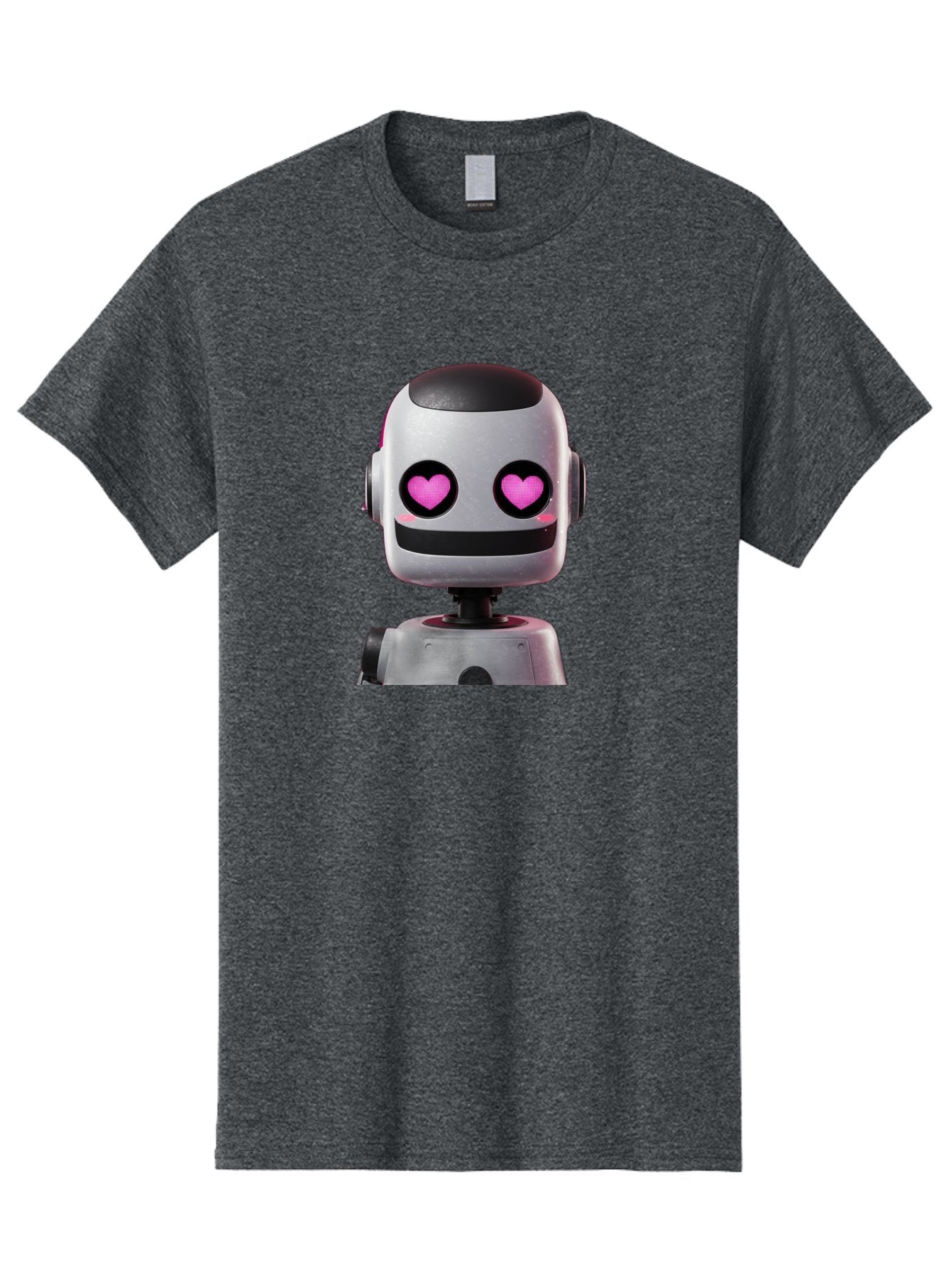 Robot-With-Heart-Eyes Men'S Graphic Tee, 100% Cotton, Comfortable Casual Summer Wear, Machine Washable, Robot With Heart Eyes, Cute Robot, Artificial Intelligence, Machine Learning, Friendly Robot, Silver Robot, Pink Heart Eyes, Robotic Face, Bac377