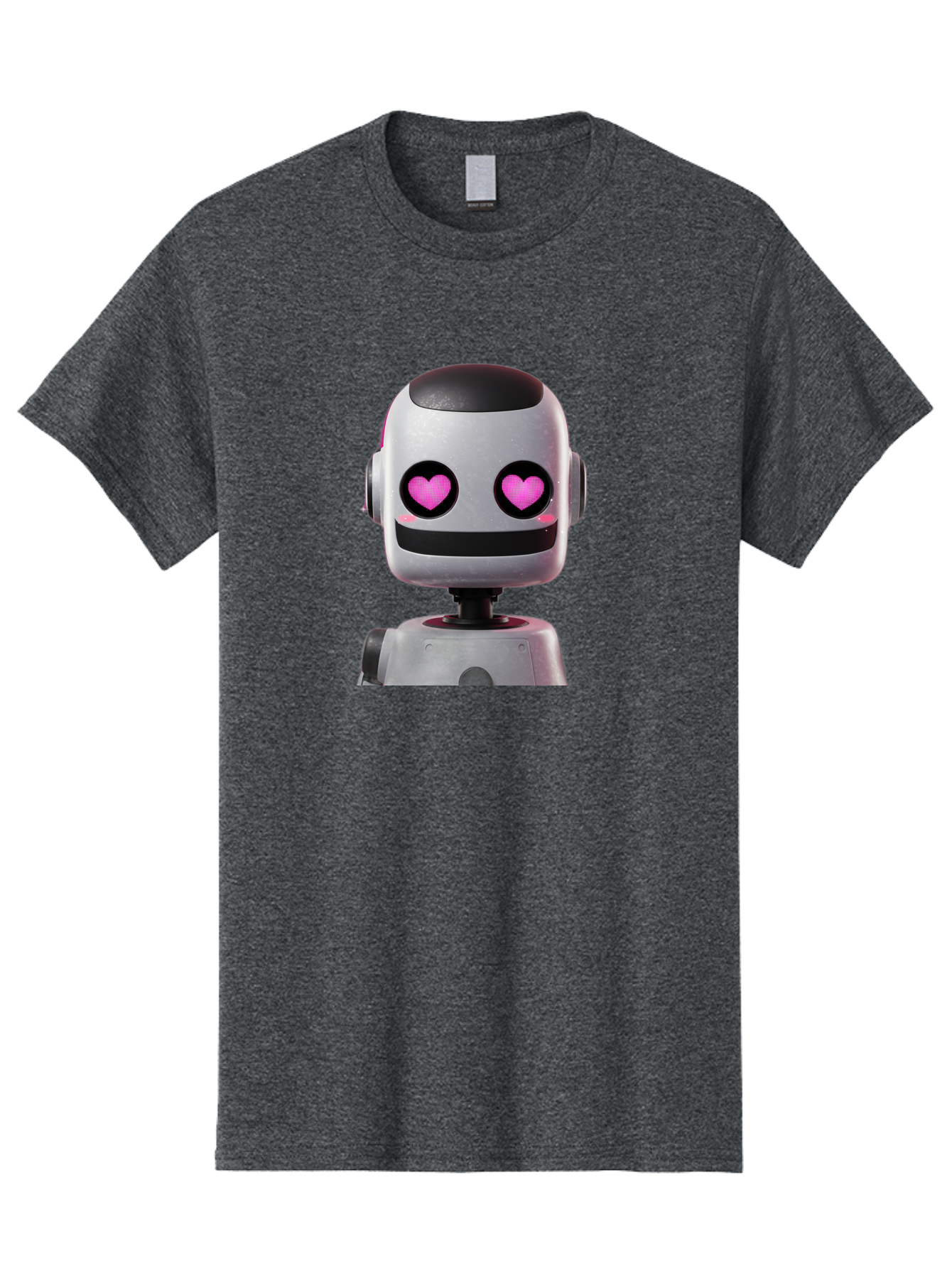 Robot-With-Heart-Eyes Men'S Graphic Tee, 100% Cotton, Comfortable Casual Summer Wear, Machine Washable, Robot With Heart Eyes, Cute Robot, Artificial Intelligence, Machine Learning, Friendly Robot, Silver Robot, Pink Heart Eyes, Robotic Face, Bac377 10