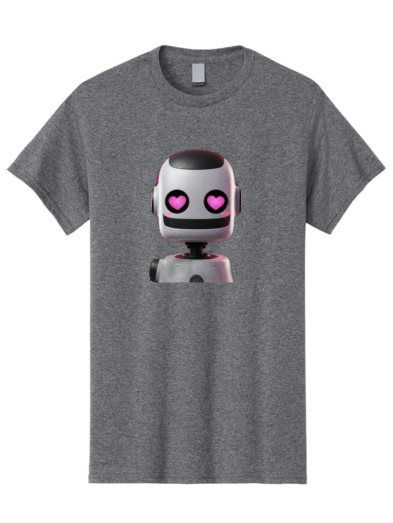 Robot-With-Heart-Eyes Men'S Graphic Tee, 100% Cotton, Comfortable Casual Summer Wear, Machine Washable, Robot With Heart Eyes, Cute Robot, Artificial Intelligence, Machine Learning, Friendly Robot, Silver Robot, Pink Heart Eyes, Robotic Face, Bac377 5