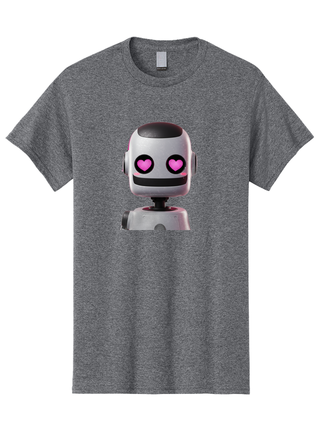 Robot-With-Heart-Eyes Men'S Graphic Tee, 100% Cotton, Comfortable Casual Summer Wear, Machine Washable, Robot With Heart Eyes, Cute Robot, Artificial Intelligence, Machine Learning, Friendly Robot, Silver Robot, Pink Heart Eyes, Robotic Face, Bac377 8