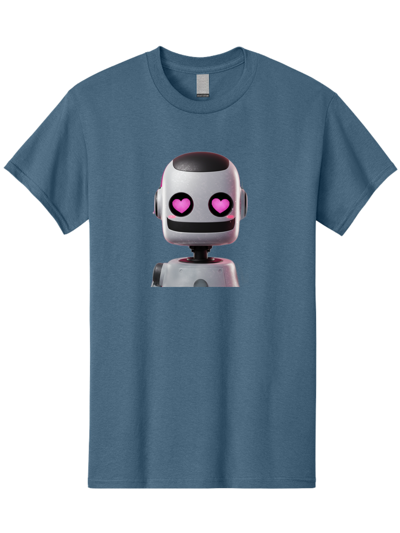 Robot-With-Heart-Eyes Men'S Graphic Tee, 100% Cotton, Comfortable Casual Summer Wear, Machine Washable, Robot With Heart Eyes, Cute Robot, Artificial Intelligence, Machine Learning, Friendly Robot, Silver Robot, Pink Heart Eyes, Robotic Face, Bac377 14