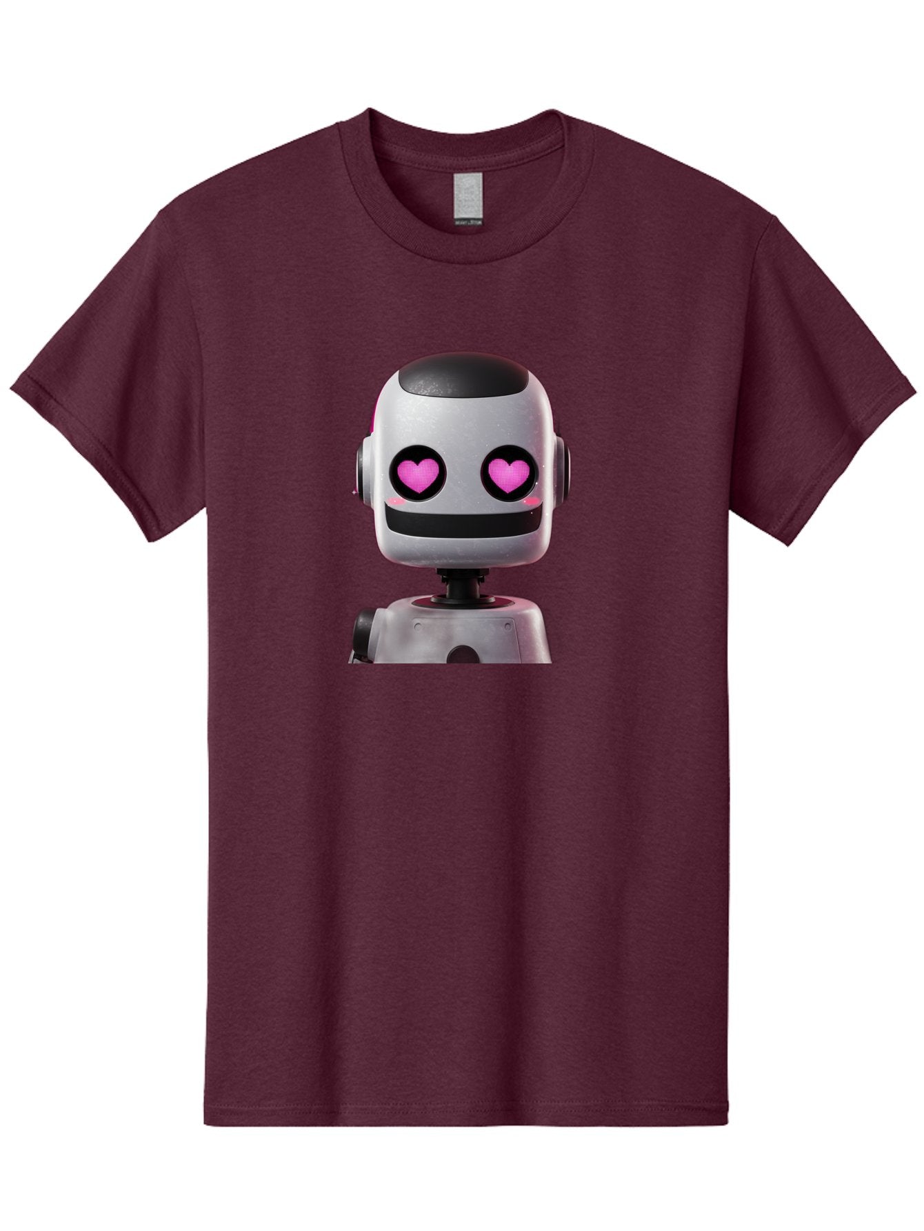 Robot-With-Heart-Eyes Men'S Graphic Tee, 100% Cotton, Comfortable Casual Summer Wear, Machine Washable, Robot With Heart Eyes, Cute Robot, Artificial Intelligence, Machine Learning, Friendly Robot, Silver Robot, Pink Heart Eyes, Robotic Face, Bac377 8