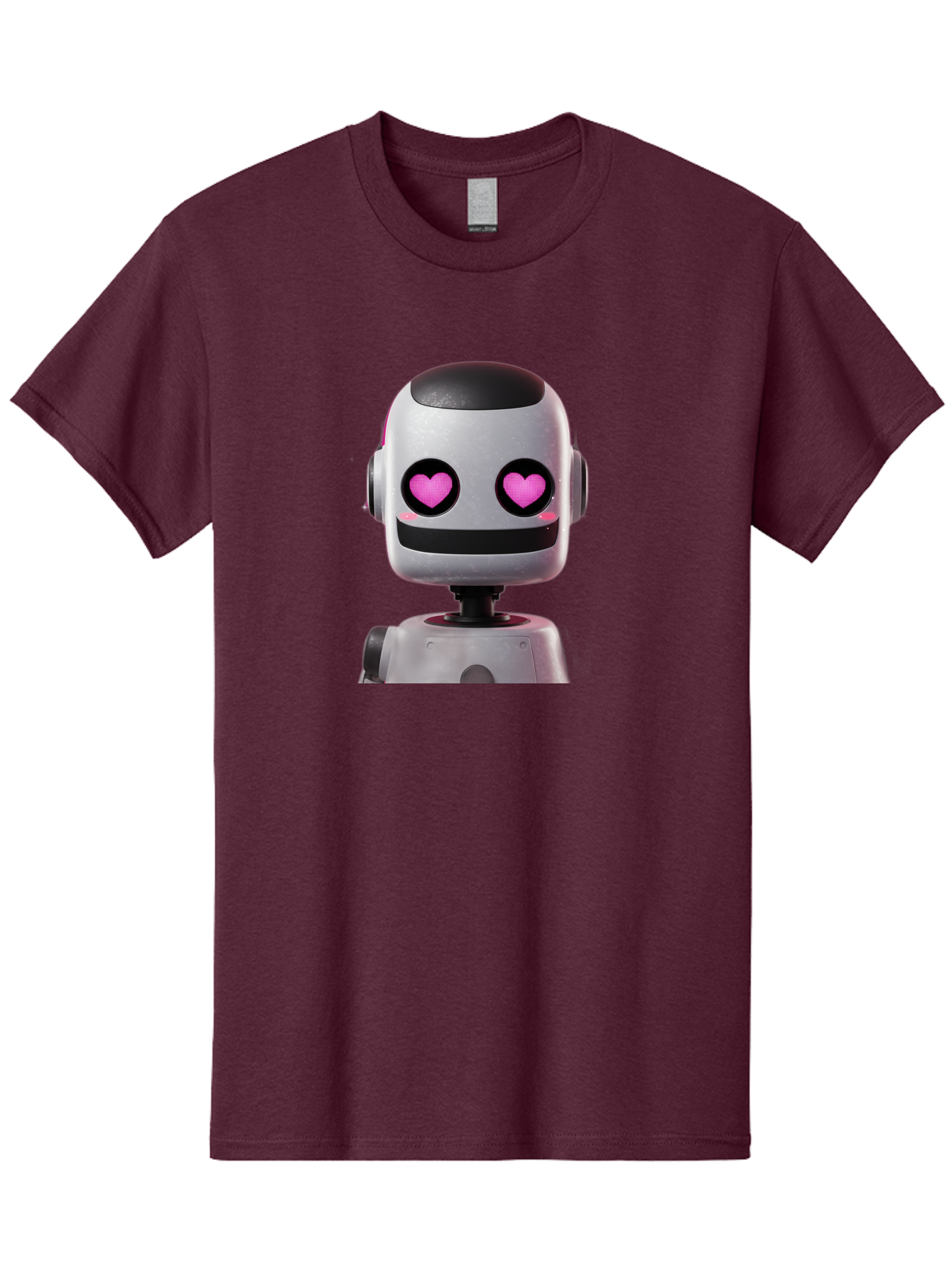 Robot-With-Heart-Eyes Men'S Graphic Tee, 100% Cotton, Comfortable Casual Summer Wear, Machine Washable, Robot With Heart Eyes, Cute Robot, Artificial Intelligence, Machine Learning, Friendly Robot, Silver Robot, Pink Heart Eyes, Robotic Face, Bac377 6