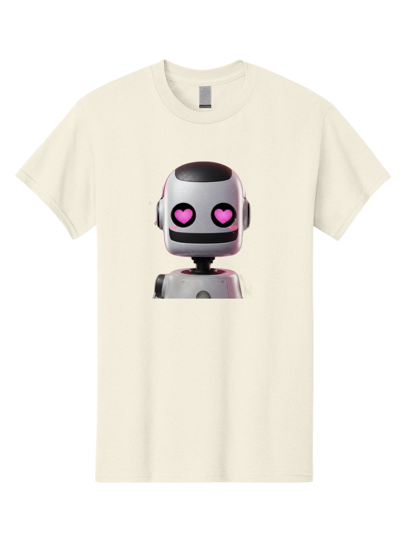Robot-With-Heart-Eyes Men'S Graphic Tee, 100% Cotton, Comfortable Casual Summer Wear, Machine Washable, Robot With Heart Eyes, Cute Robot, Artificial Intelligence, Machine Learning, Friendly Robot, Silver Robot, Pink Heart Eyes, Robotic Face, Bac377 14