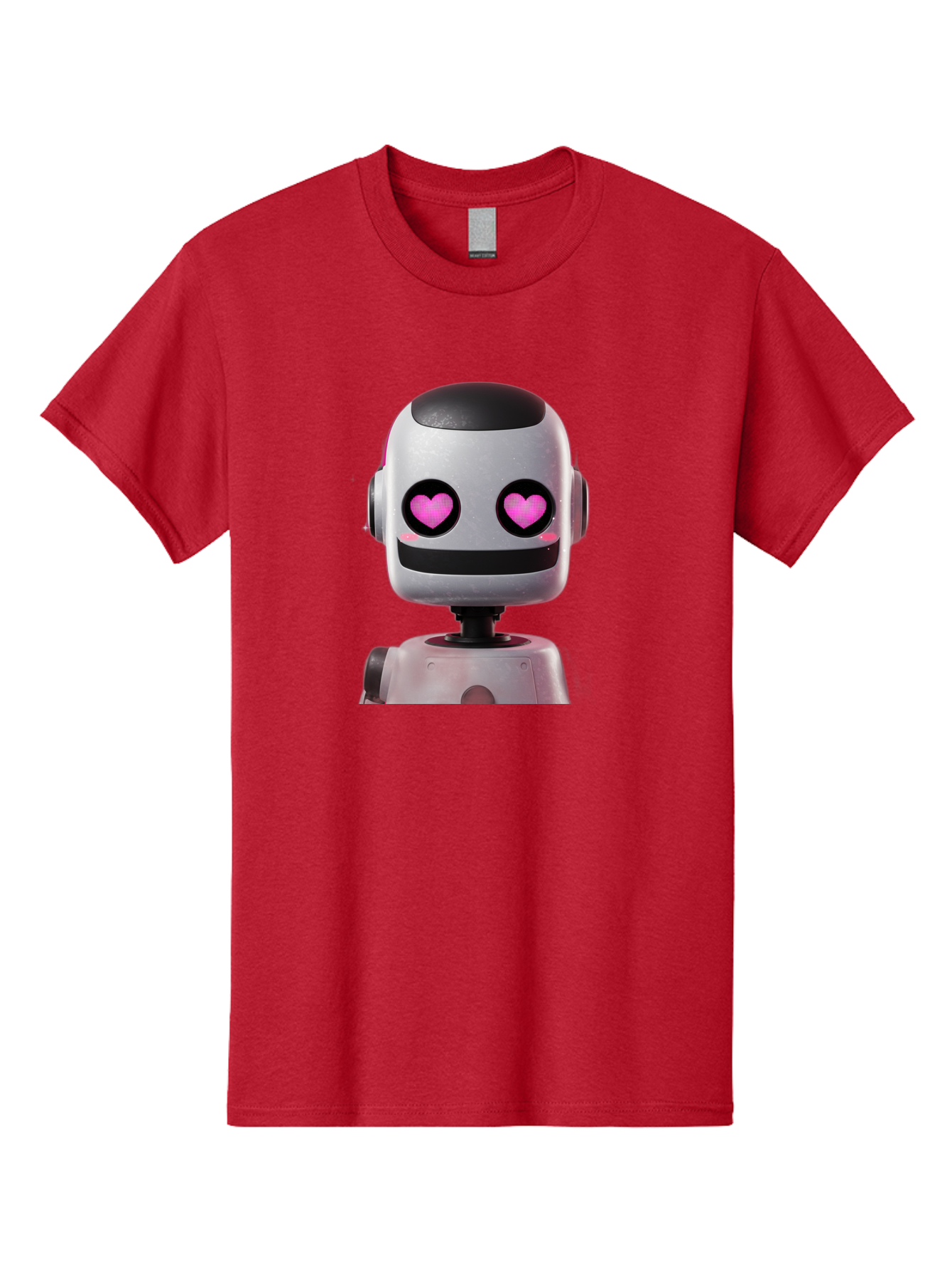 Robot-With-Heart-Eyes Men'S Graphic Tee, 100% Cotton, Comfortable Casual Summer Wear, Machine Washable, Robot With Heart Eyes, Cute Robot, Artificial Intelligence, Machine Learning, Friendly Robot, Silver Robot, Pink Heart Eyes, Robotic Face, Bac377 5