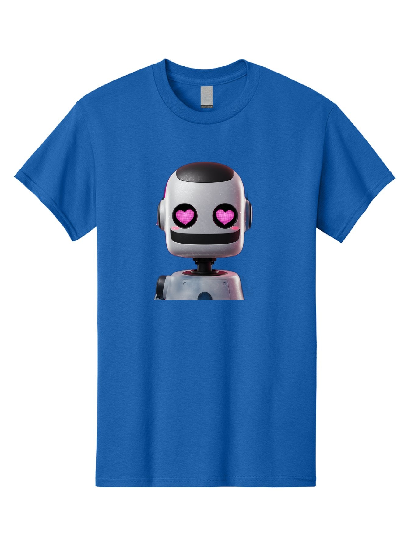 Robot-With-Heart-Eyes Men'S Graphic Tee, 100% Cotton, Comfortable Casual Summer Wear, Machine Washable, Robot With Heart Eyes, Cute Robot, Artificial Intelligence, Machine Learning, Friendly Robot, Silver Robot, Pink Heart Eyes, Robotic Face, Bac377 13