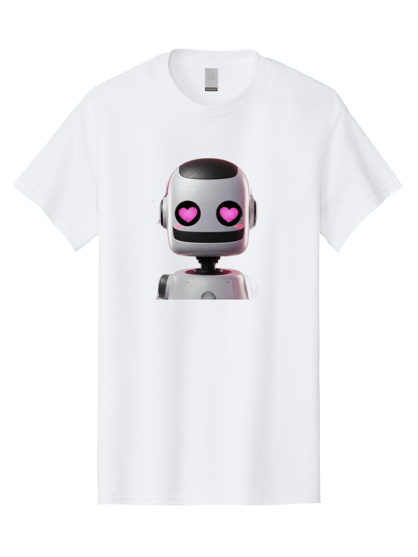 Robot-With-Heart-Eyes Men'S Graphic Tee, 100% Cotton, Comfortable Casual Summer Wear, Machine Washable, Robot With Heart Eyes, Cute Robot, Artificial Intelligence, Machine Learning, Friendly Robot, Silver Robot, Pink Heart Eyes, Robotic Face, Bac377 11