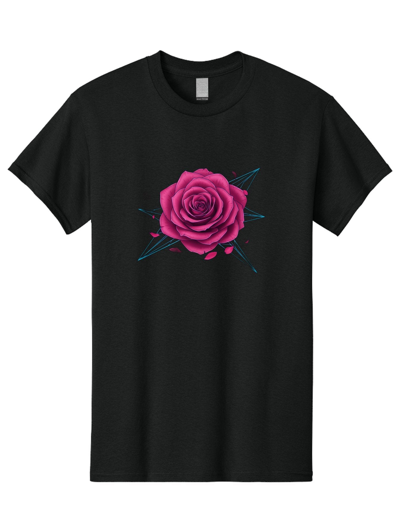 Rose-Star Men'S Graphic Tee, 100% Cotton, Comfortable Casual Summer Wear, Machine Washable, Pink Rose, Thorn Star, Falling Petals, Symbolic Art, Intricate Design, Floral Motif, Romantic Symbolism, Gothic Elegance, Mystical Themes Bac379 9