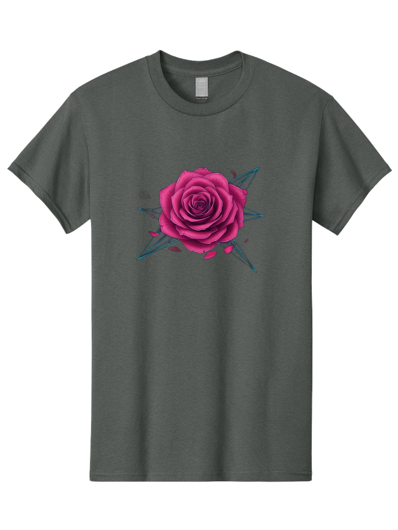 Rose-Star Men'S Graphic Tee, 100% Cotton, Comfortable Casual Summer Wear, Machine Washable, Pink Rose, Thorn Star, Falling Petals, Symbolic Art, Intricate Design, Floral Motif, Romantic Symbolism, Gothic Elegance, Mystical Themes Bac379 10