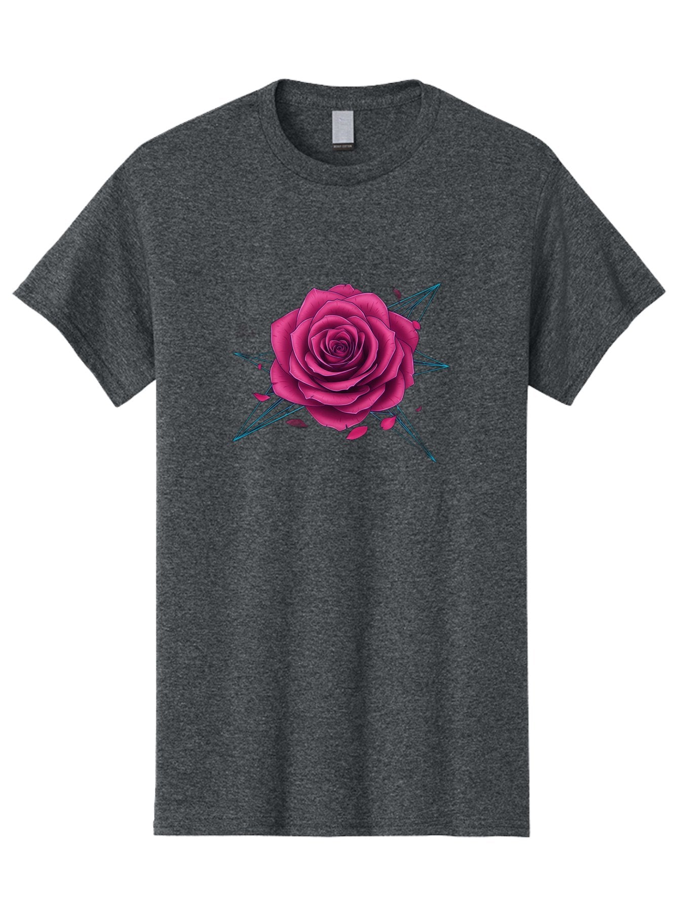 Rose-Star Men'S Graphic Tee, 100% Cotton, Comfortable Casual Summer Wear, Machine Washable, Pink Rose, Thorn Star, Falling Petals, Symbolic Art, Intricate Design, Floral Motif, Romantic Symbolism, Gothic Elegance, Mystical Themes Bac379 11