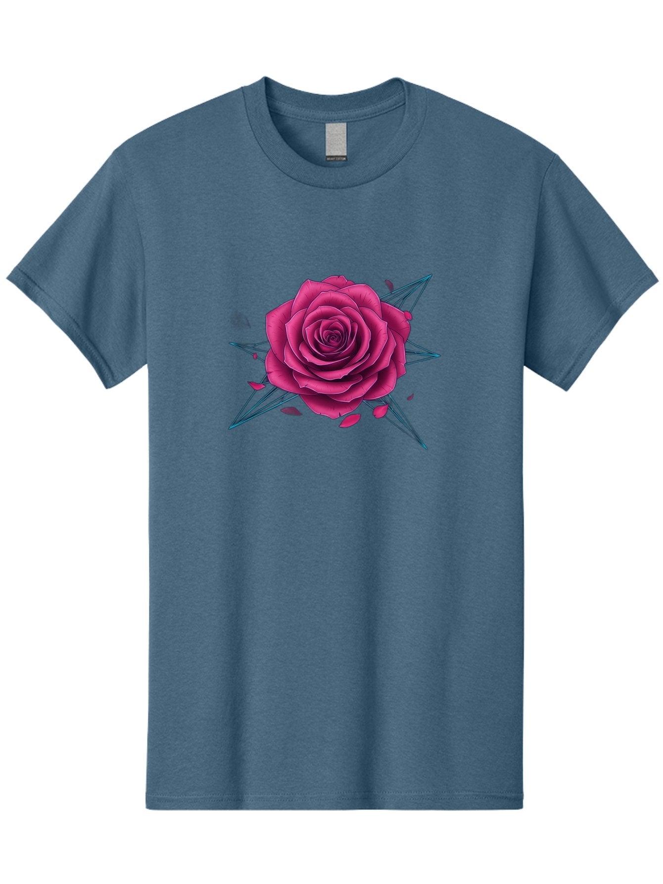 Rose-Star Men'S Graphic Tee, 100% Cotton, Comfortable Casual Summer Wear, Machine Washable, Pink Rose, Thorn Star, Falling Petals, Symbolic Art, Intricate Design, Floral Motif, Romantic Symbolism, Gothic Elegance, Mystical Themes Bac379 15