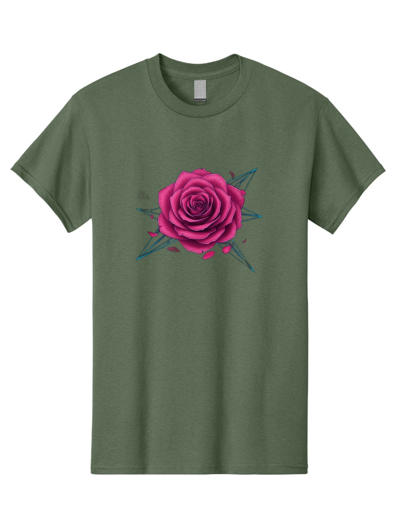 Rose-Star Men'S Graphic Tee, 100% Cotton, Comfortable Casual Summer Wear, Machine Washable, Pink Rose, Thorn Star, Falling Petals, Symbolic Art, Intricate Design, Floral Motif, Romantic Symbolism, Gothic Elegance, Mystical Themes Bac379 14