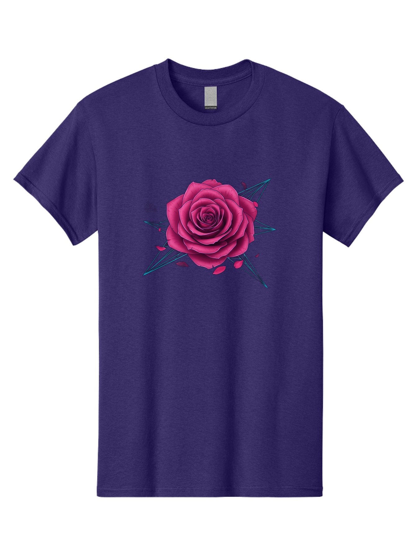 Rose-Star Men'S Graphic Tee, 100% Cotton, Comfortable Casual Summer Wear, Machine Washable, Pink Rose, Thorn Star, Falling Petals, Symbolic Art, Intricate Design, Floral Motif, Romantic Symbolism, Gothic Elegance, Mystical Themes Bac379 7