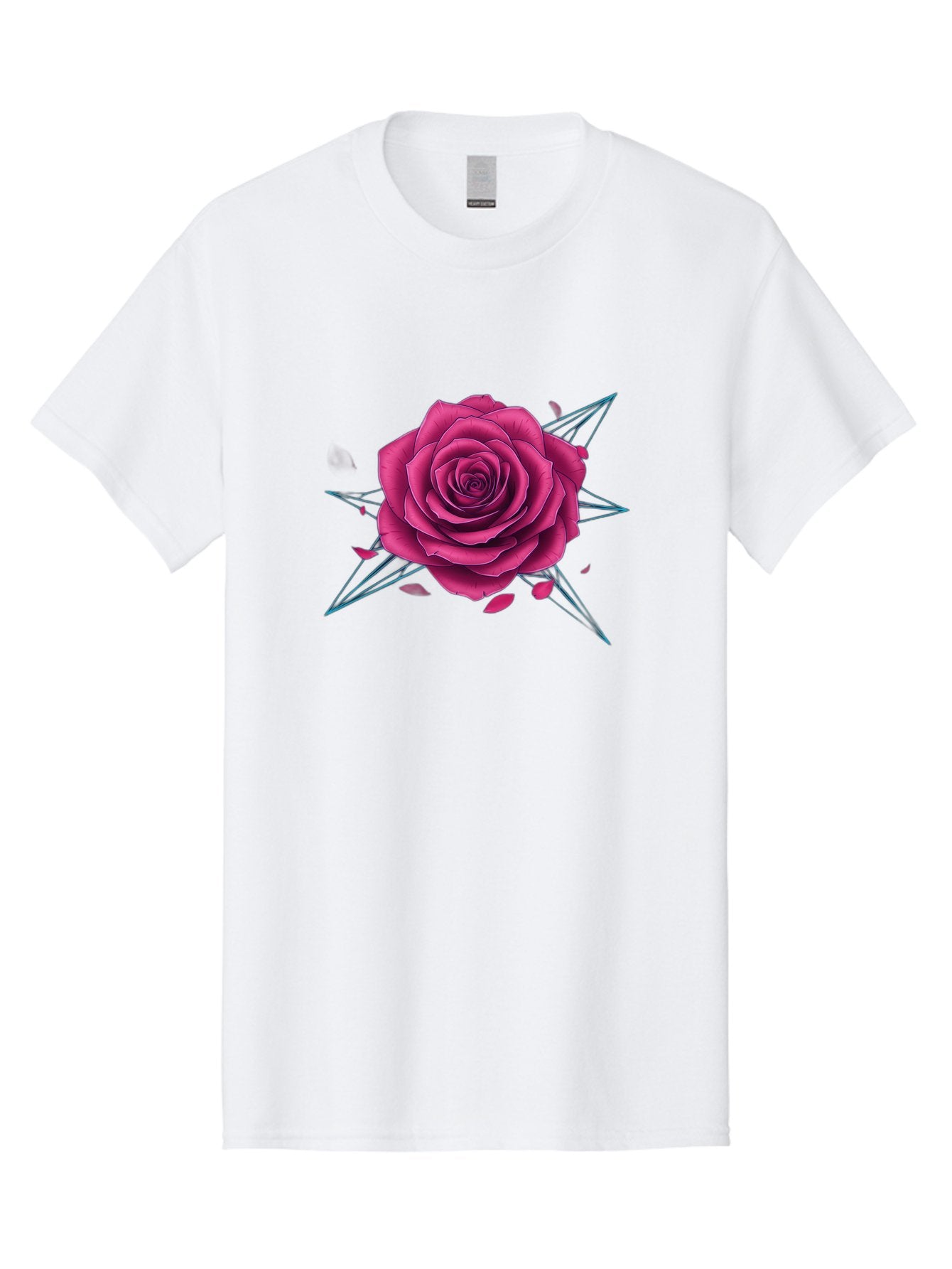 Rose-Star Men'S Graphic Tee, 100% Cotton, Comfortable Casual Summer Wear, Machine Washable, Pink Rose, Thorn Star, Falling Petals, Symbolic Art, Intricate Design, Floral Motif, Romantic Symbolism, Gothic Elegance, Mystical Themes Bac379 12
