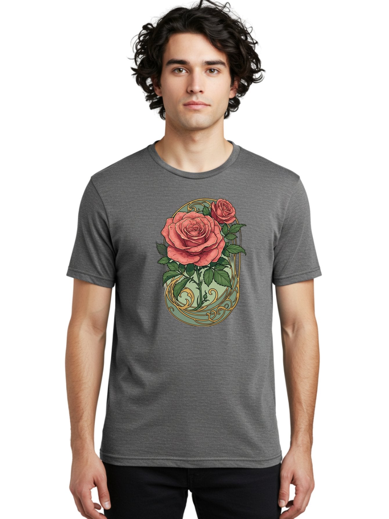 Roses-In-Vase Men'S Graphic Tee, 100% Cotton, Comfortable Casual Summer Wear, Machine Washable, Faberge Egg, Roses, Floral Arrangement, Ornate Design, Vintage Style, Decorative Art, Elegant Flowers, Luxury Decor, Beautiful Roses Bac380 28