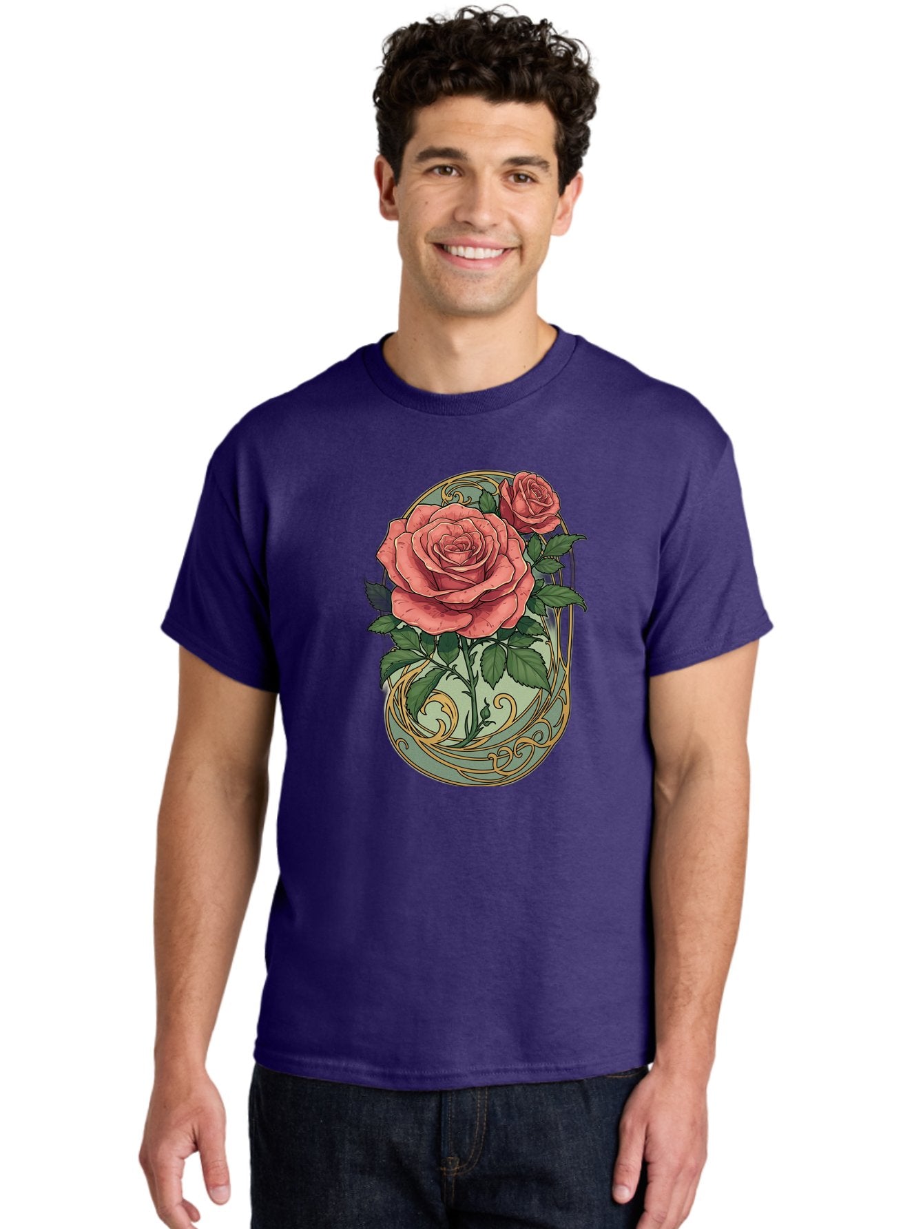 Roses-In-Vase Men'S Graphic Tee, 100% Cotton, Comfortable Casual Summer Wear, Machine Washable, Faberge Egg, Roses, Floral Arrangement, Ornate Design, Vintage Style, Decorative Art, Elegant Flowers, Luxury Decor, Beautiful Roses Bac380 22
